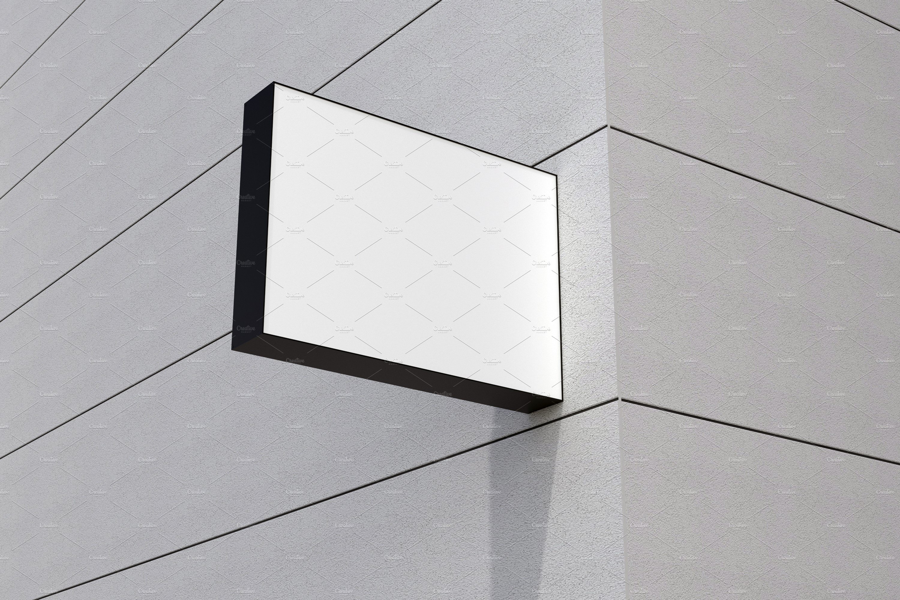 Square Wall Mount Façade Sign Mockup preview image.