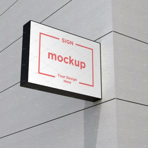 Square Wall Mount Façade Sign Mockup cover image.