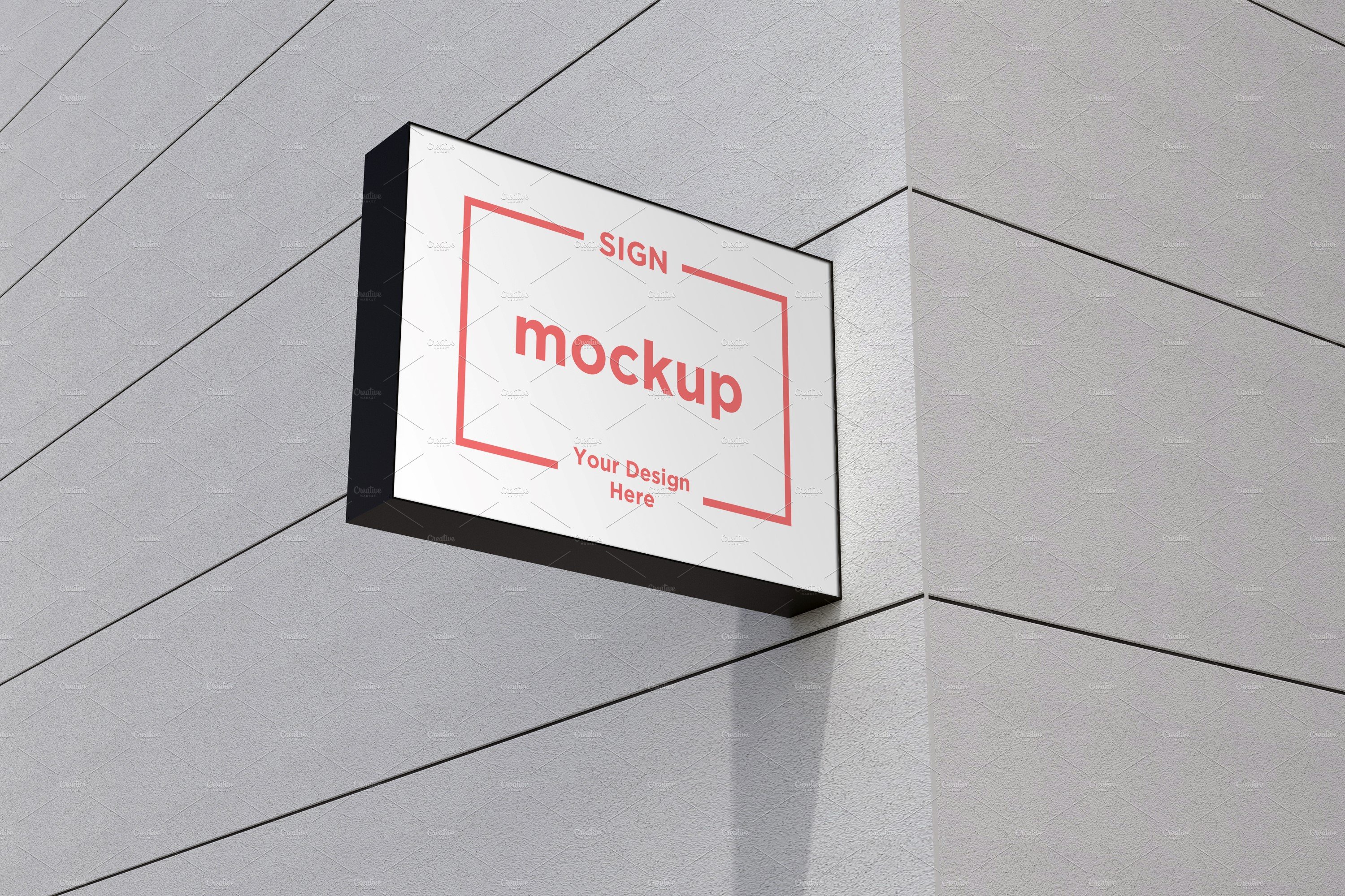 Square Wall Mount Façade Sign Mockup cover image.