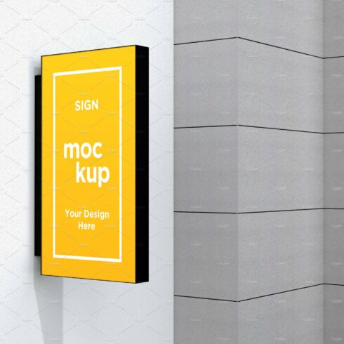 Rectangle wall mount sign mockup cover image.