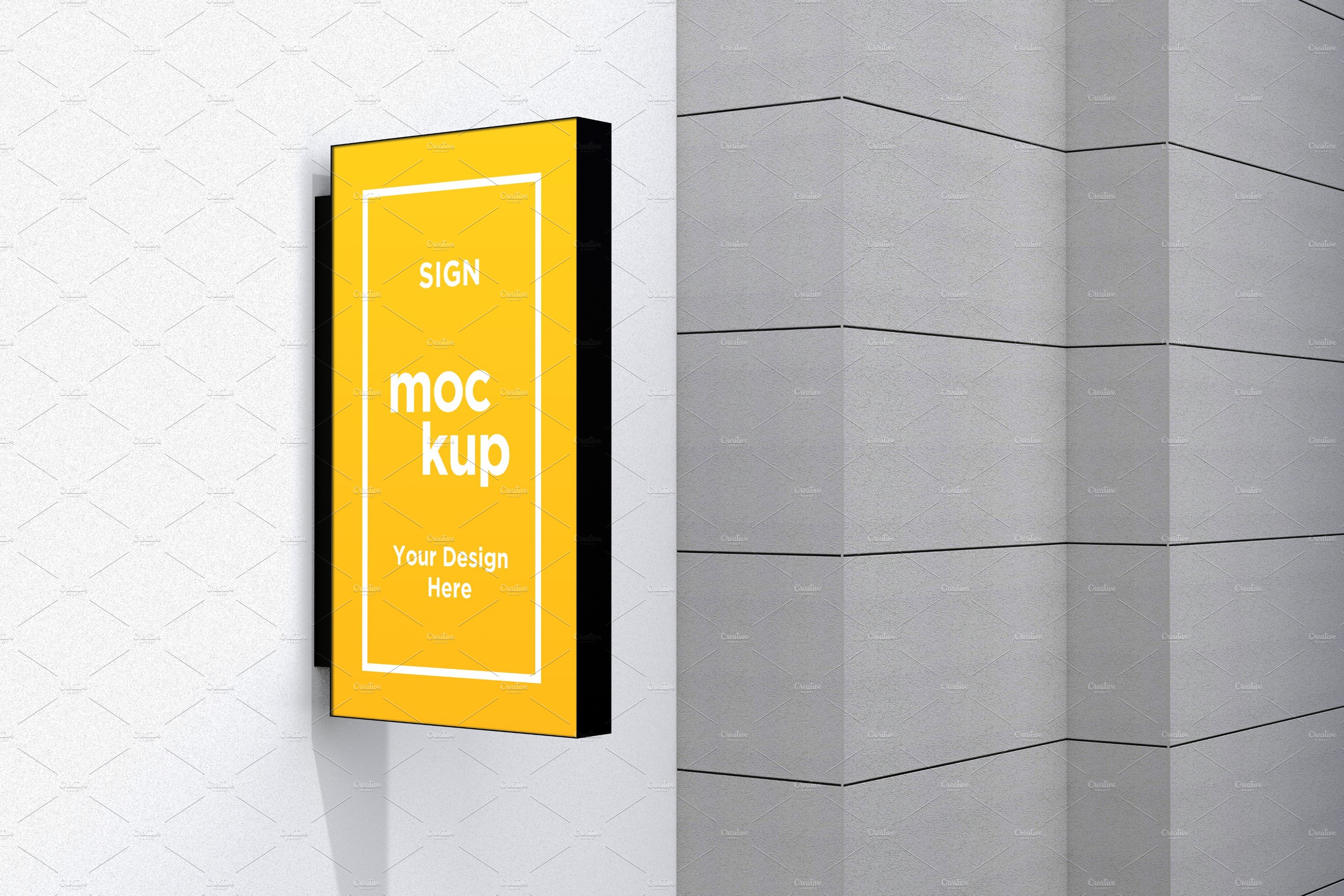 Rectangle wall mount sign mockup cover image.