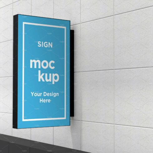 Rectangle wall mount sign mockup cover image.