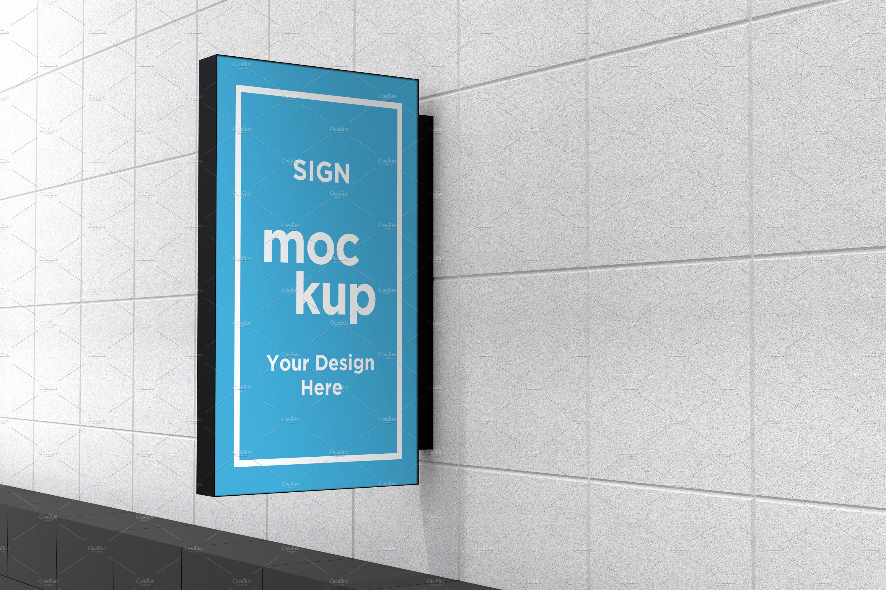 Rectangle wall mount sign mockup cover image.