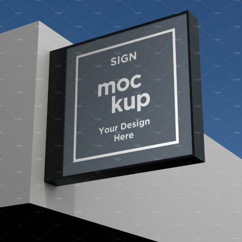 Square Wall Mount Façade Sign Mockup cover image.