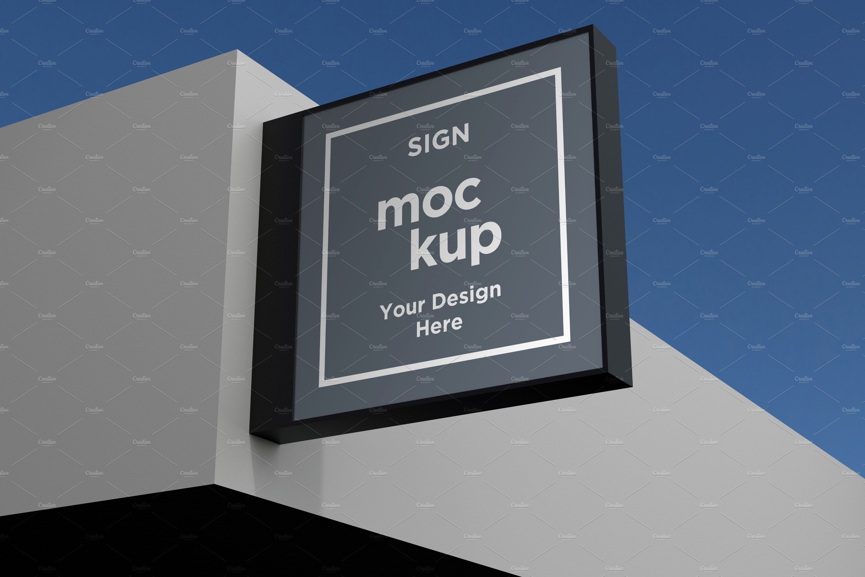 Square Wall Mount Façade Sign Mockup cover image.