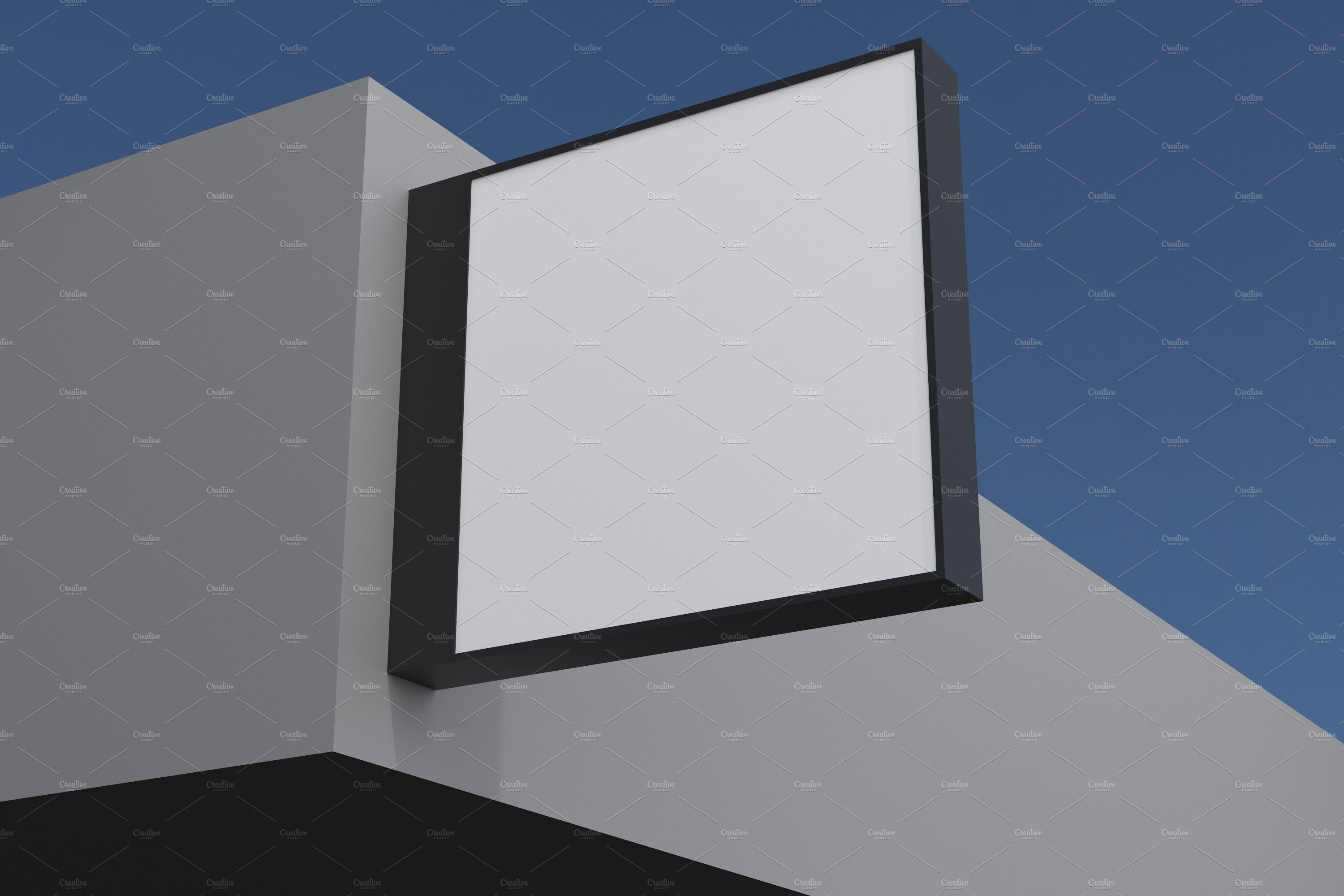 Square Wall Mount Façade Sign Mockup preview image.