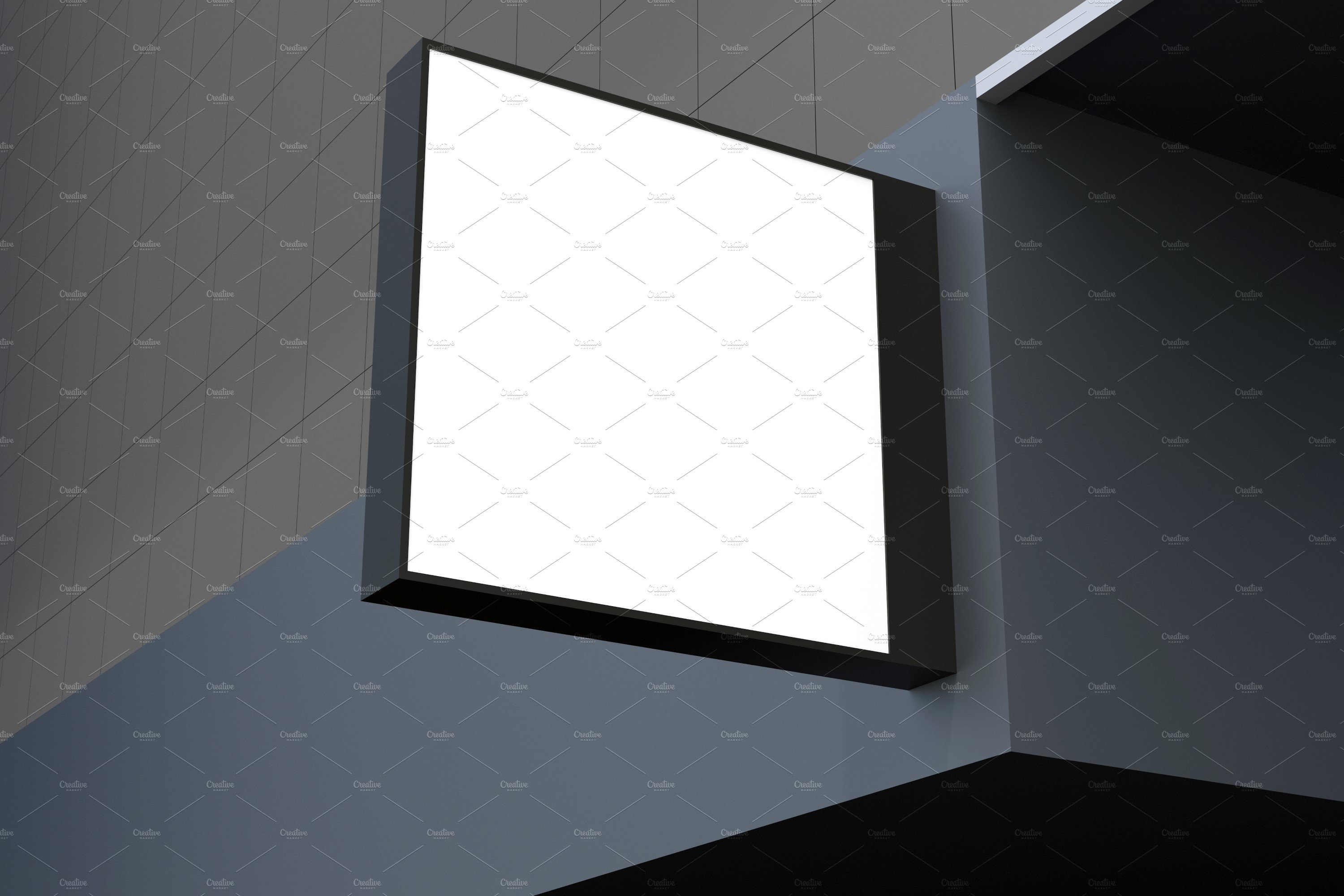 Square Wall Mount Façade Sign Mockup preview image.