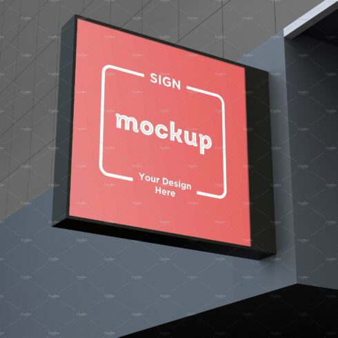 Square Wall Mount Façade Sign Mockup cover image.