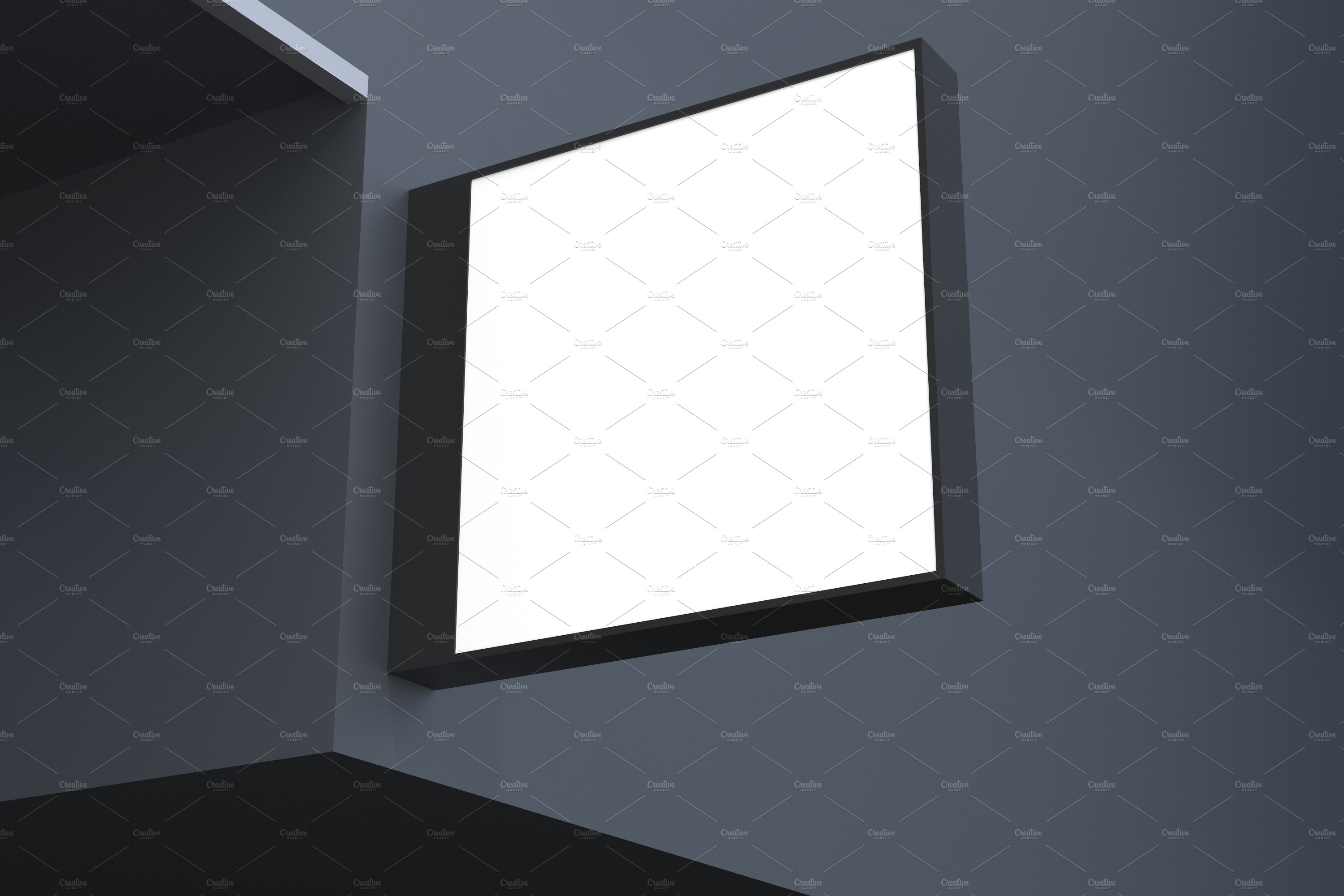 Square Wall Mount Façade Sign Mockup preview image.