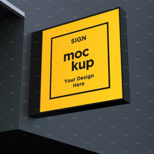 Square Wall Mount Façade Sign Mockup cover image.