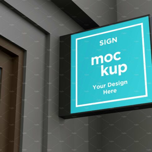 Square Wall Mount Façade Sign Mockup cover image.