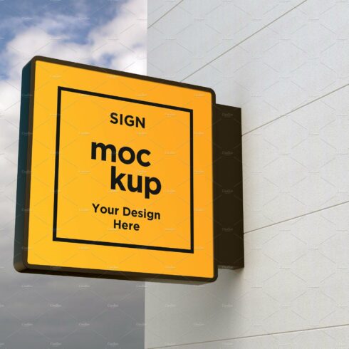 Square Wall Mount Façade Sign Mockup cover image.