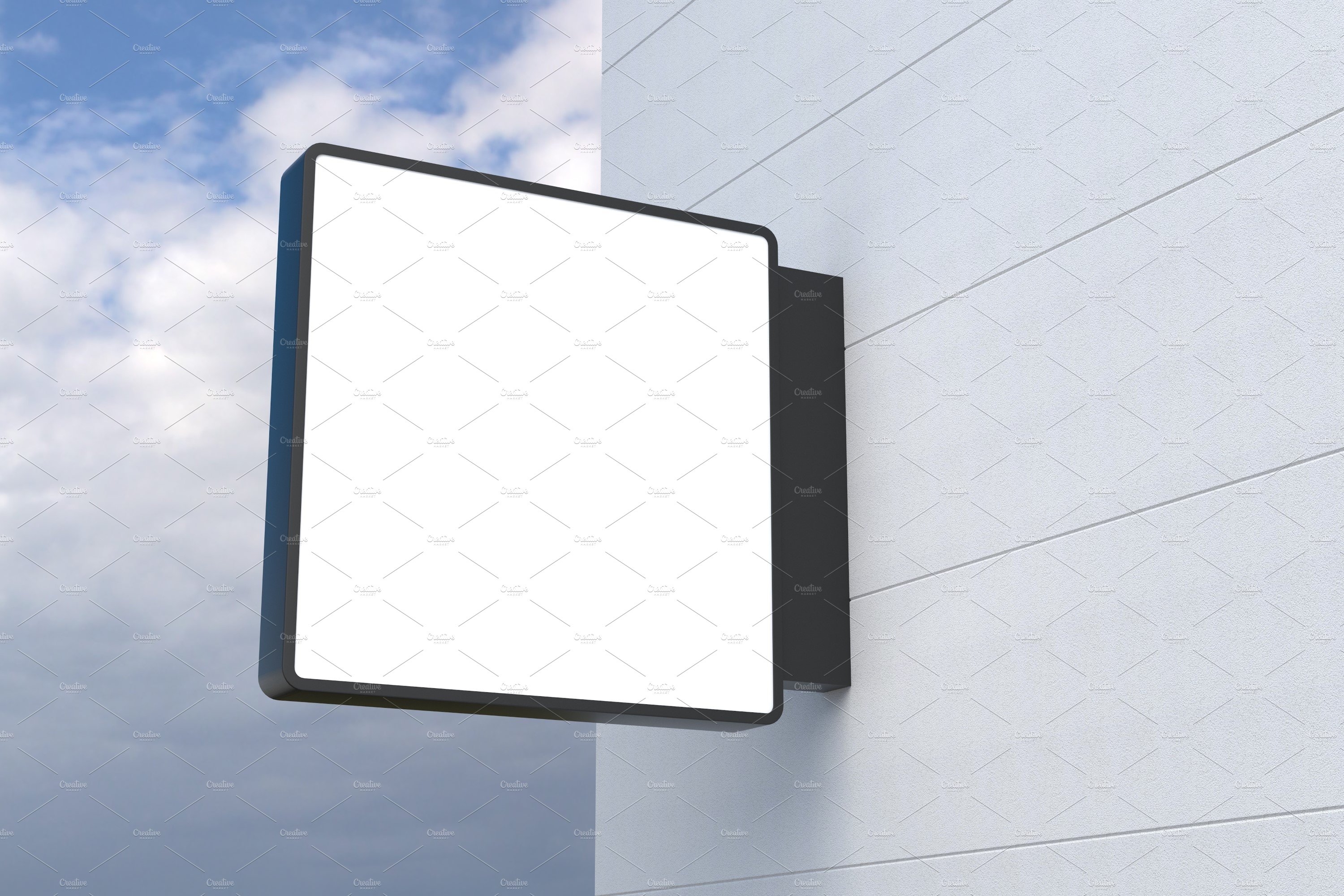 Square Wall Mount Façade Sign Mockup preview image.