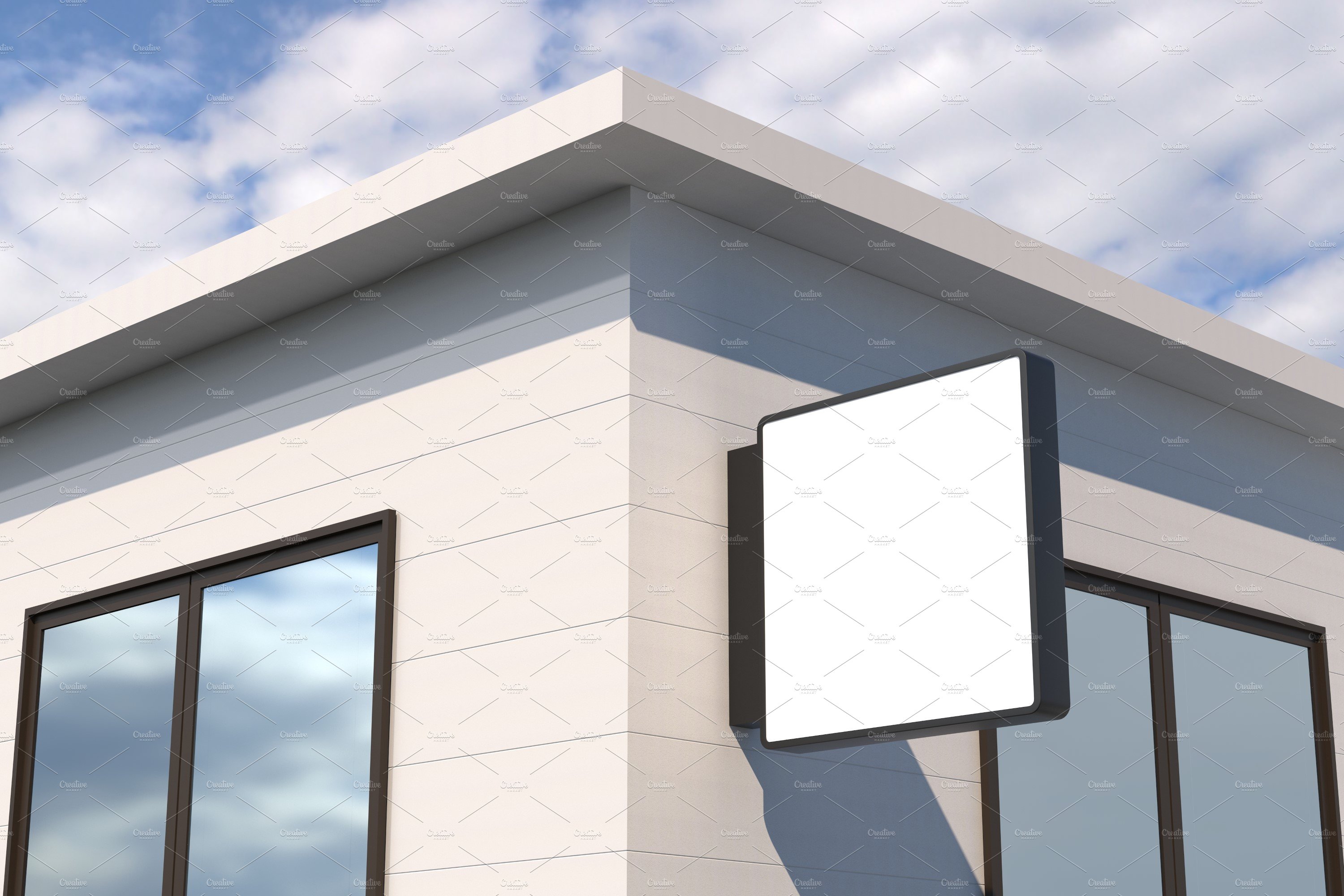 Square Wall Mount Façade Sign Mockup preview image.