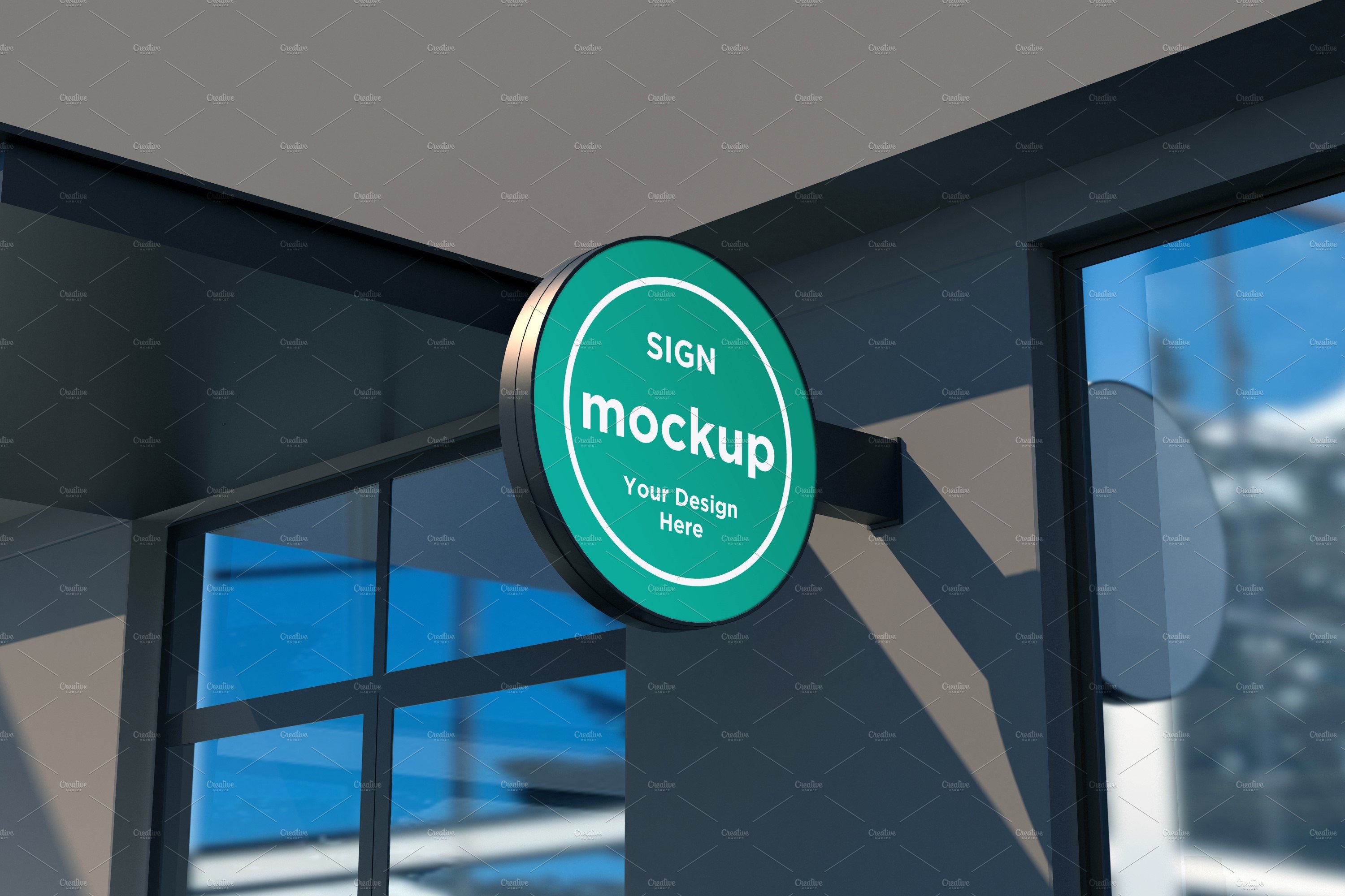 Rounded wall mount sign mockup cover image.