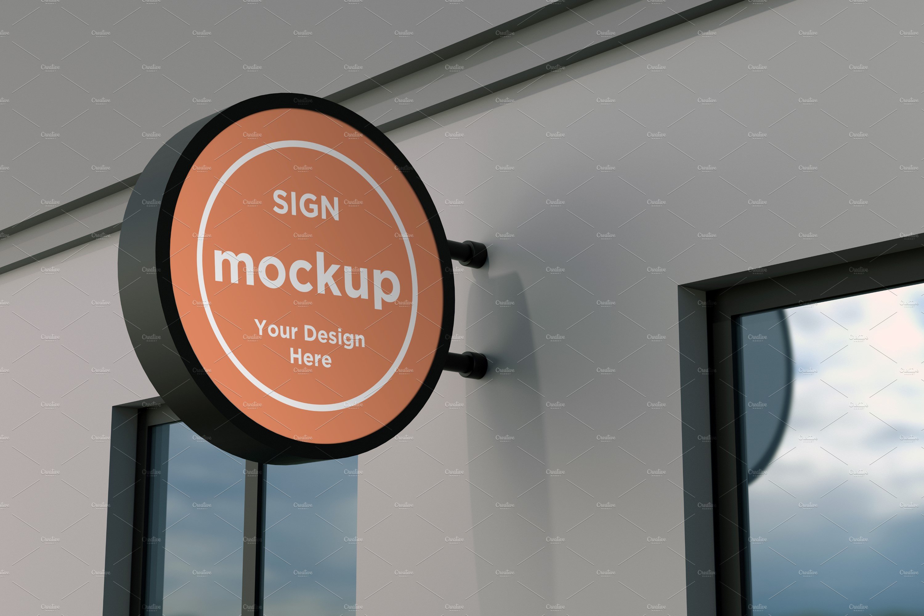 Rounded wall mount sign mockup cover image.