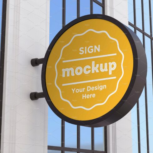 Rounded Wall Mount Sign Mockup cover image.