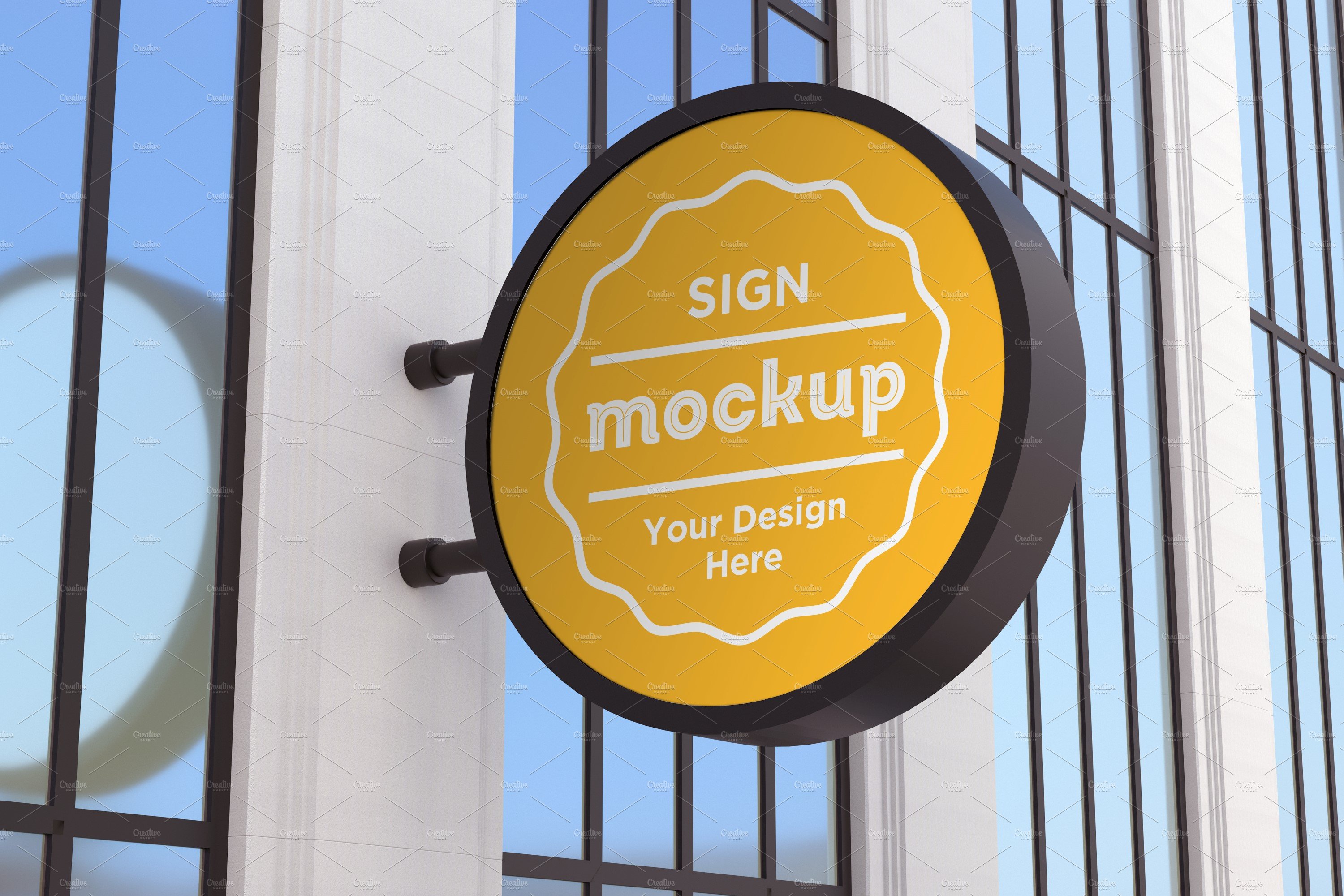 Rounded Wall Mount Sign Mockup cover image.