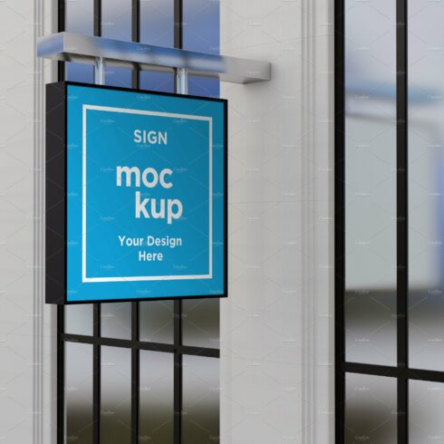 Square Wall Mount Façade Sign Mockup cover image.