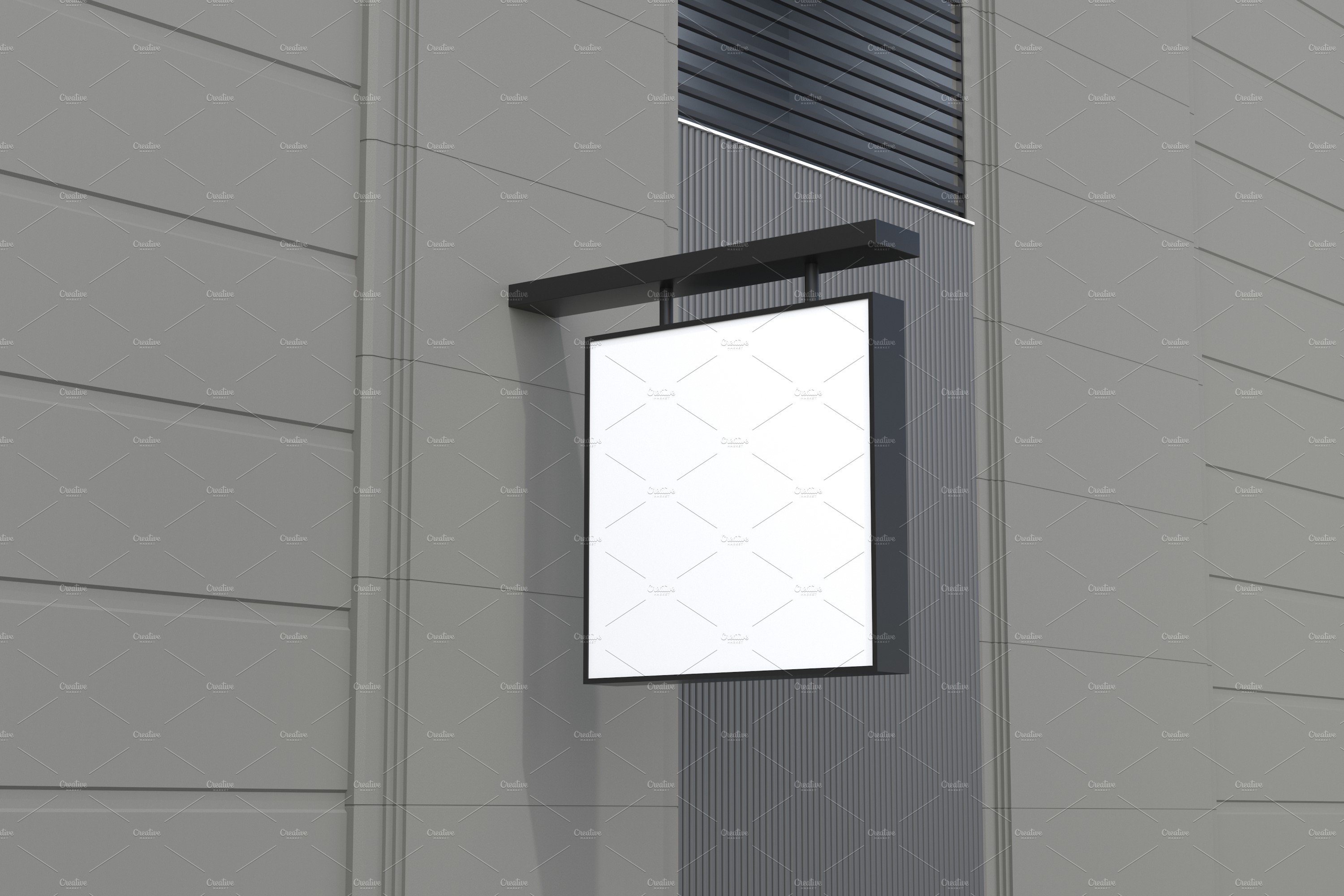 Square Wall Mount Façade Sign Mockup preview image.