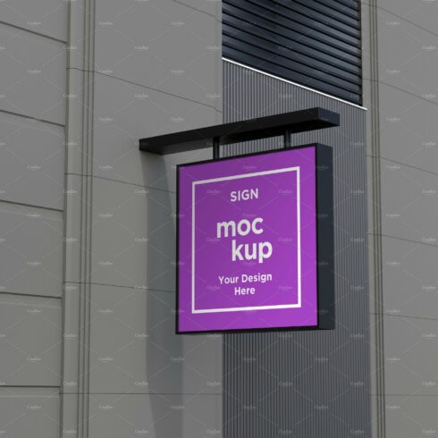 Square Wall Mount Façade Sign Mockup cover image.