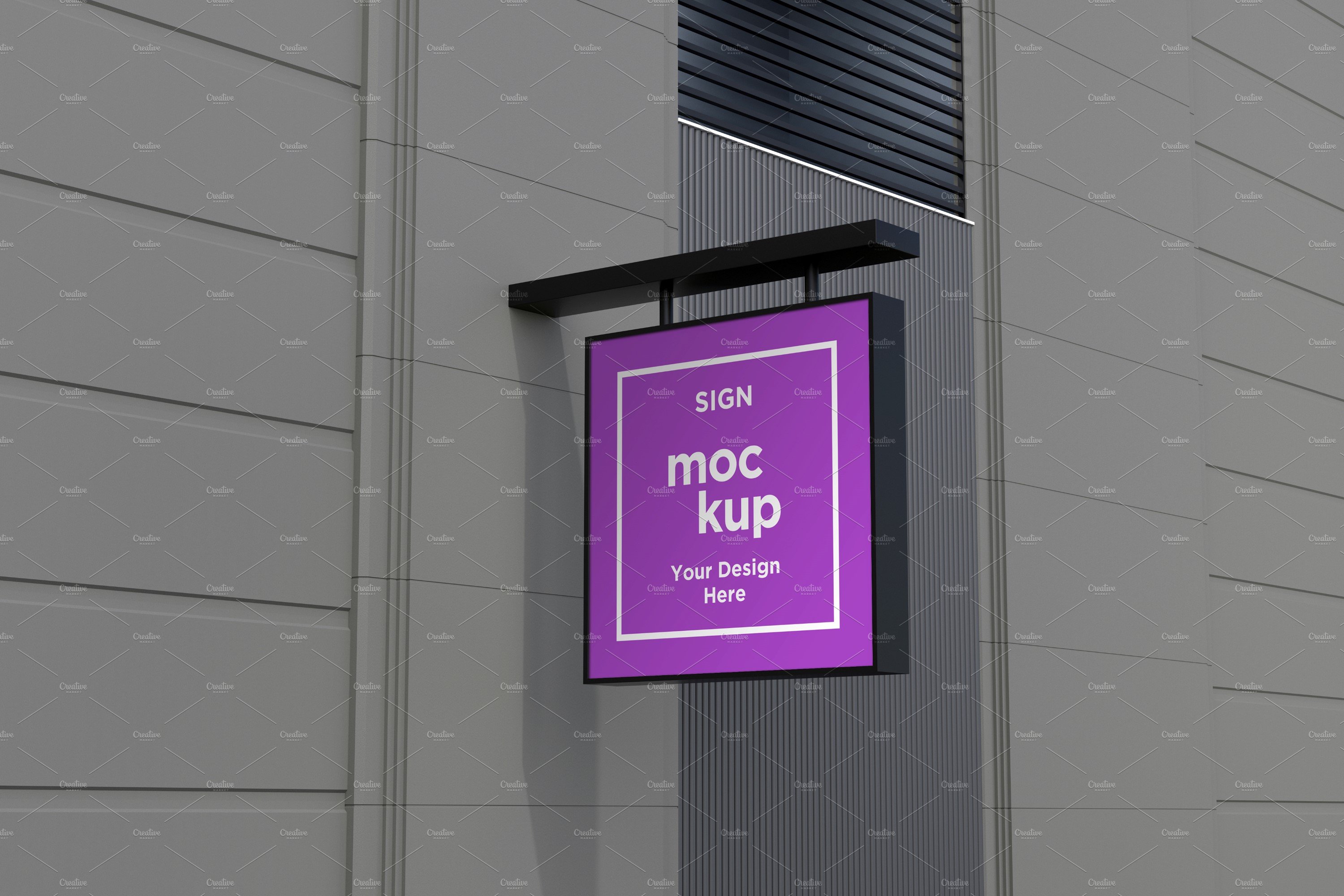 Square Wall Mount Façade Sign Mockup cover image.