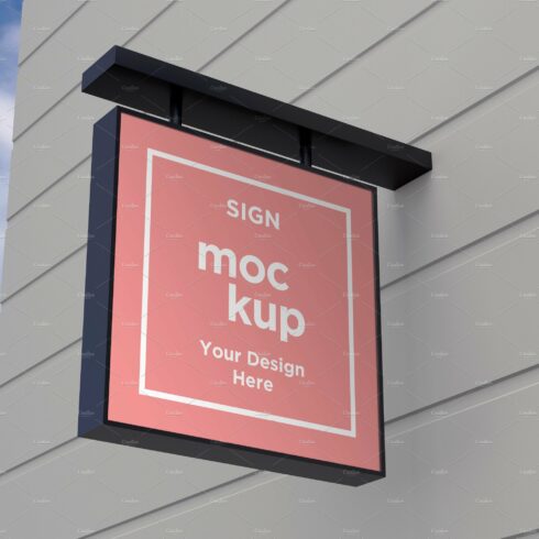 Square Wall Mount Façade Sign Mockup cover image.