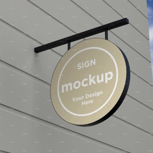 Rounded Wall Mount Sign Mockup cover image.