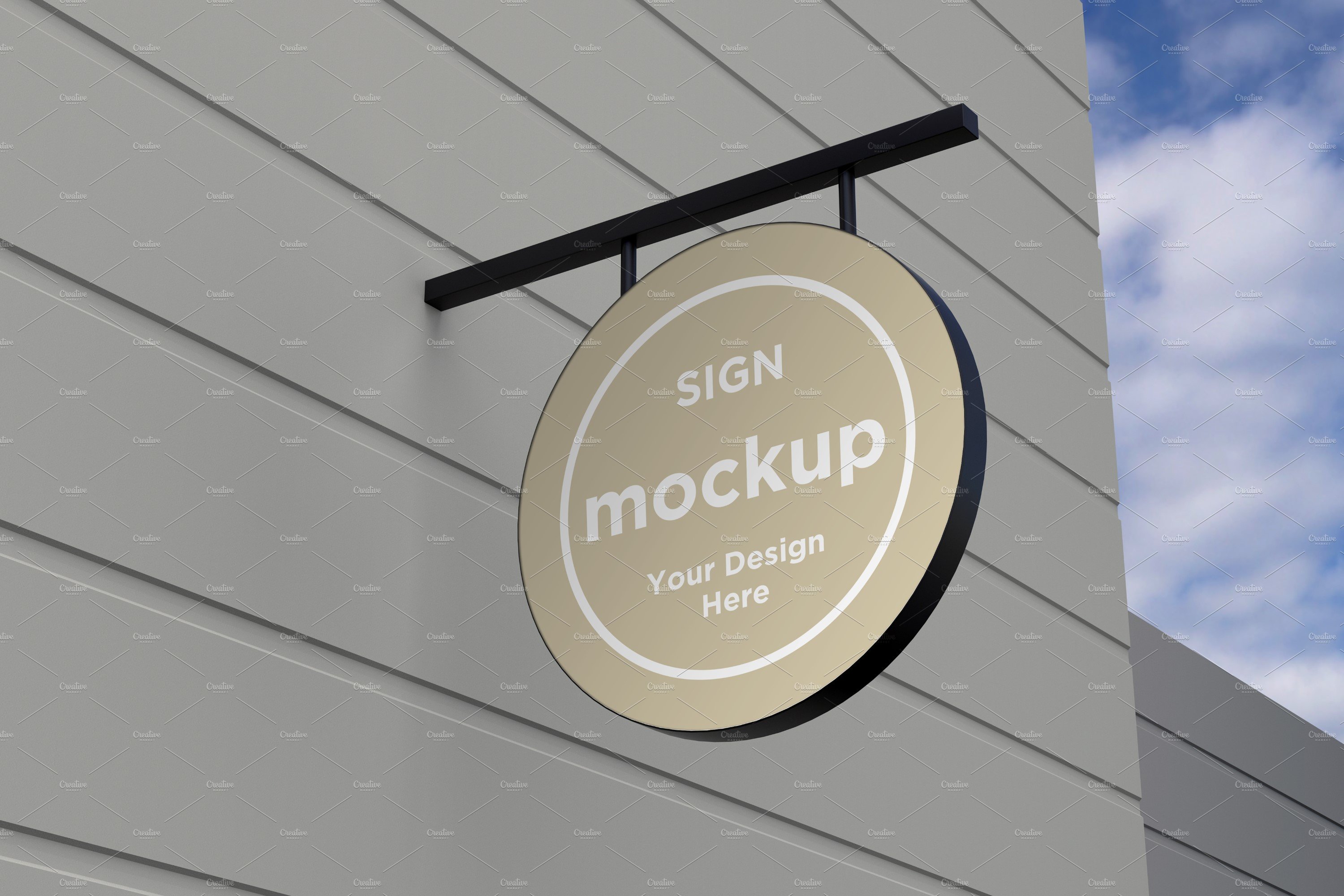 Rounded Wall Mount Sign Mockup cover image.