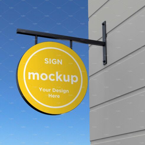 Rounded wall mount sign mockup cover image.