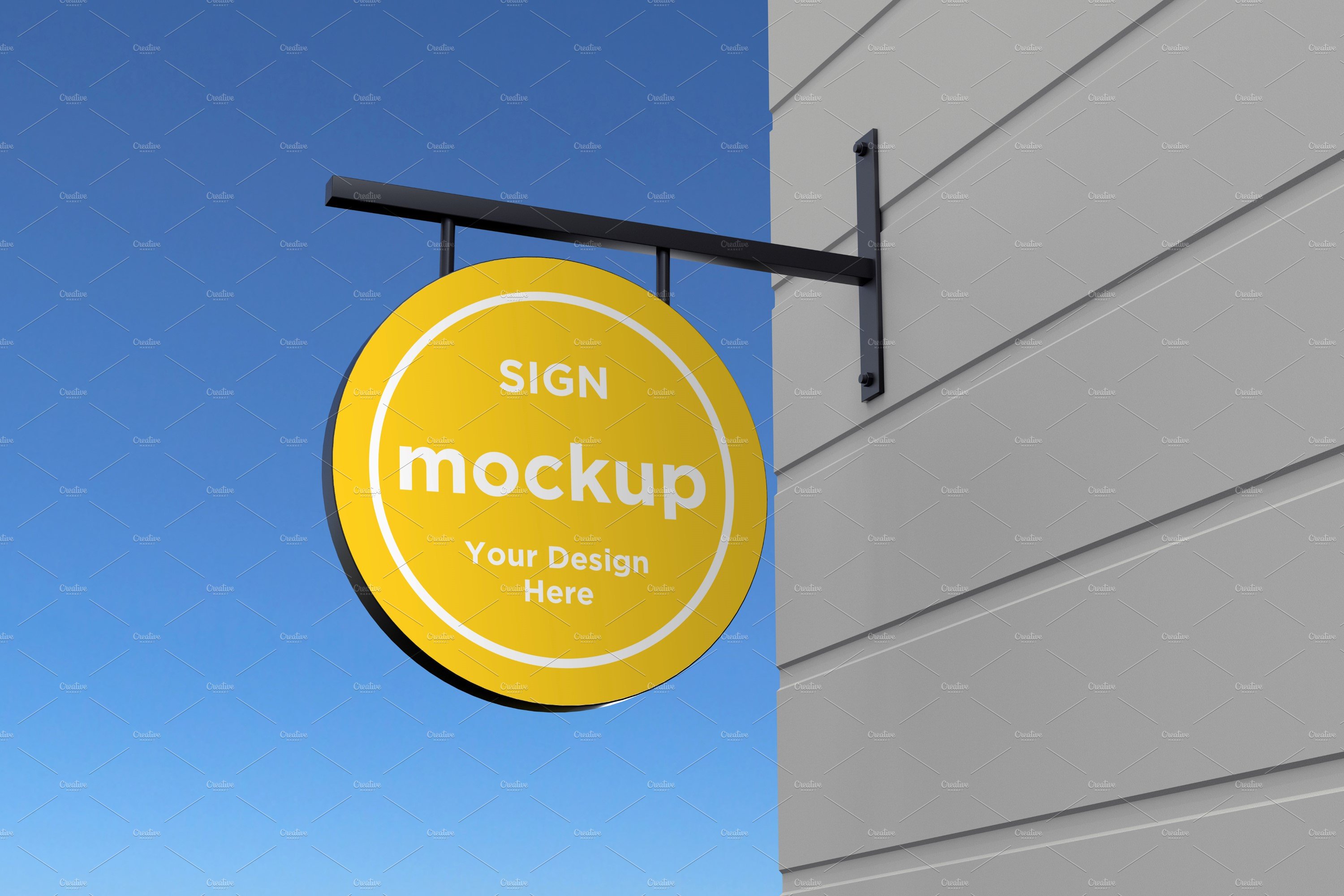 Rounded wall mount sign mockup cover image.