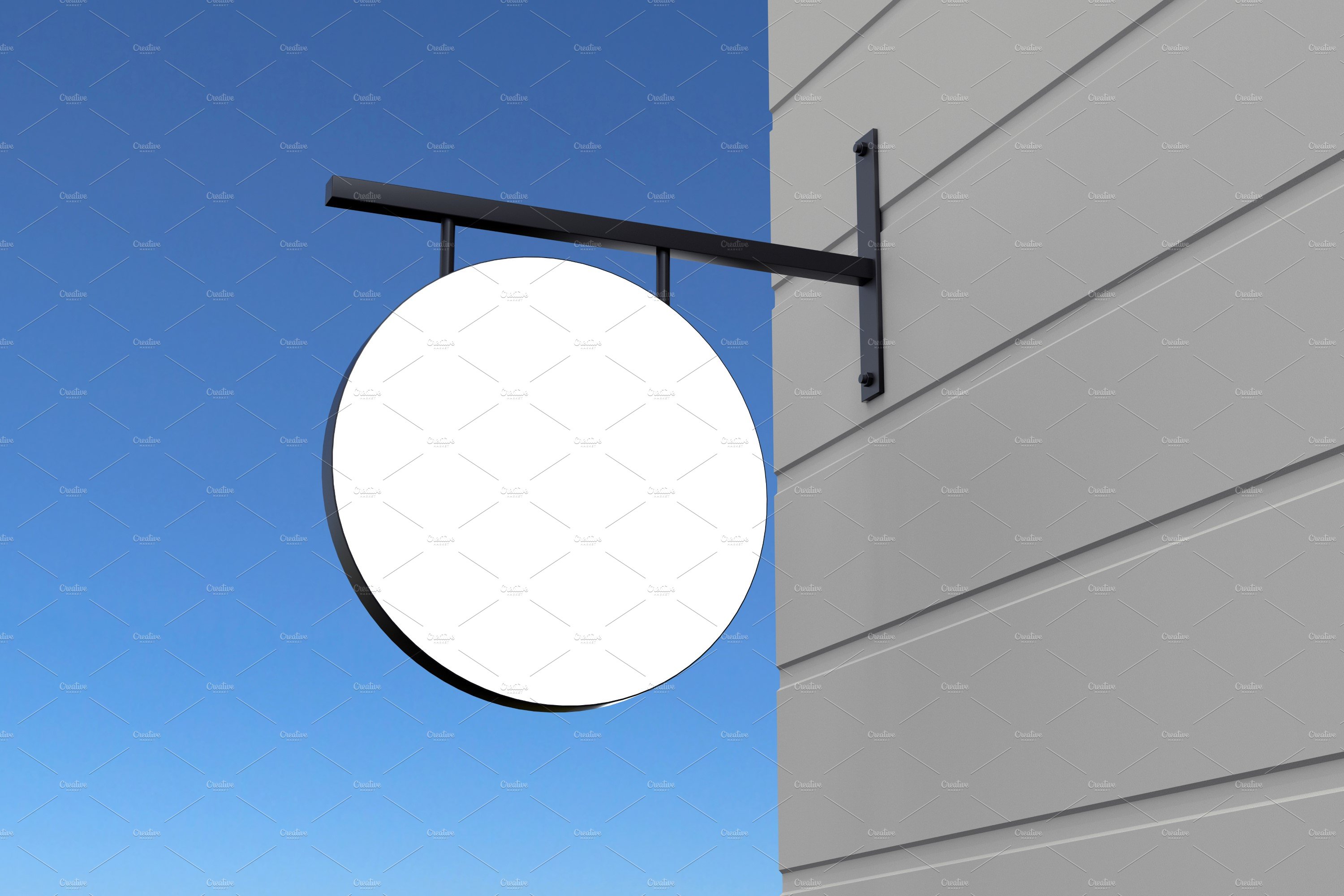 Rounded wall mount sign mockup preview image.