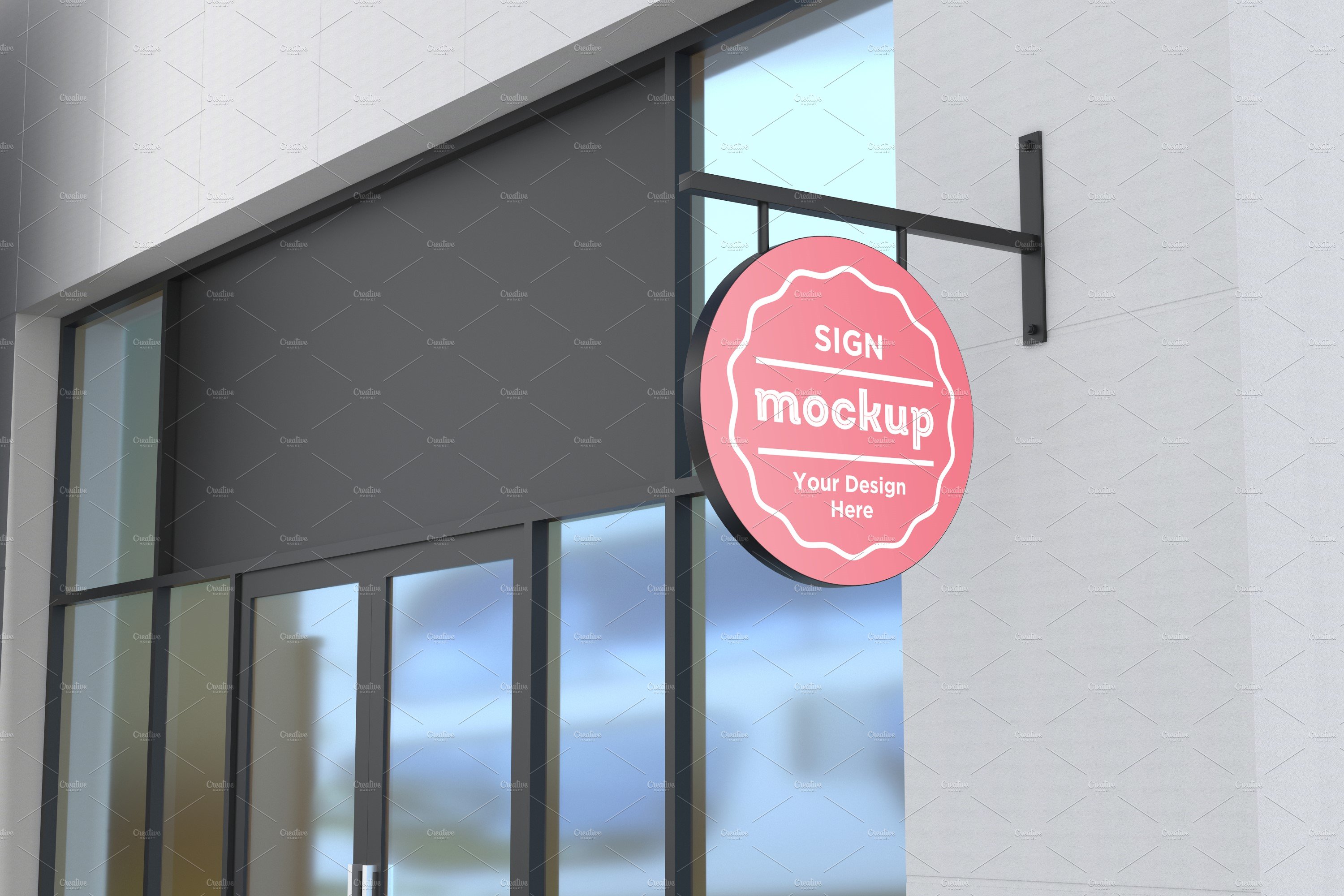 Rounded Wall Mount Sign Mockup cover image.