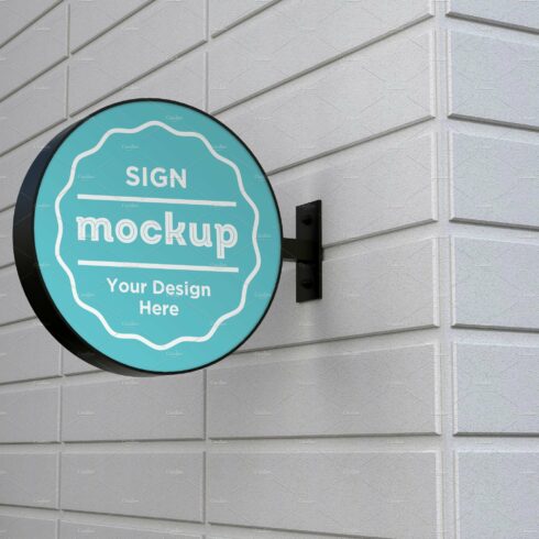 Rounded wall mount sign mockup cover image.