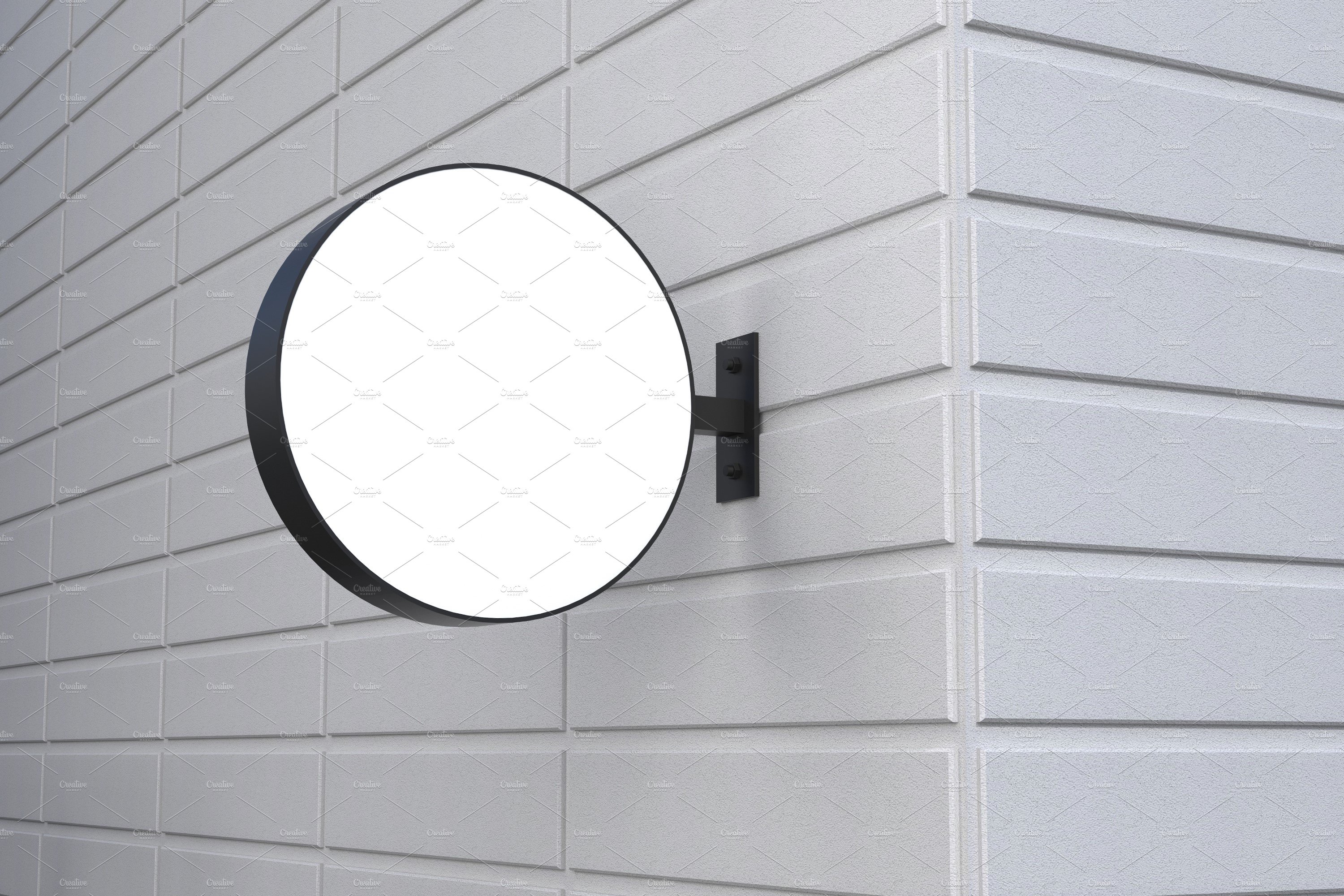 Rounded wall mount sign mockup preview image.