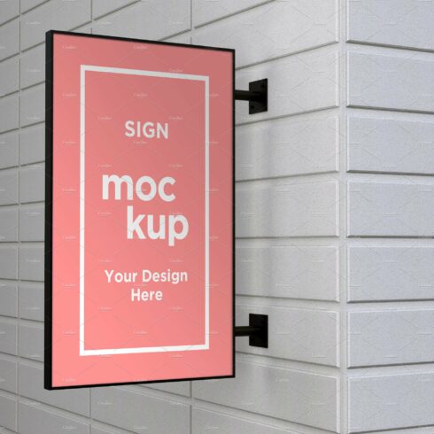 Rectangle wall mount sign mockup cover image.