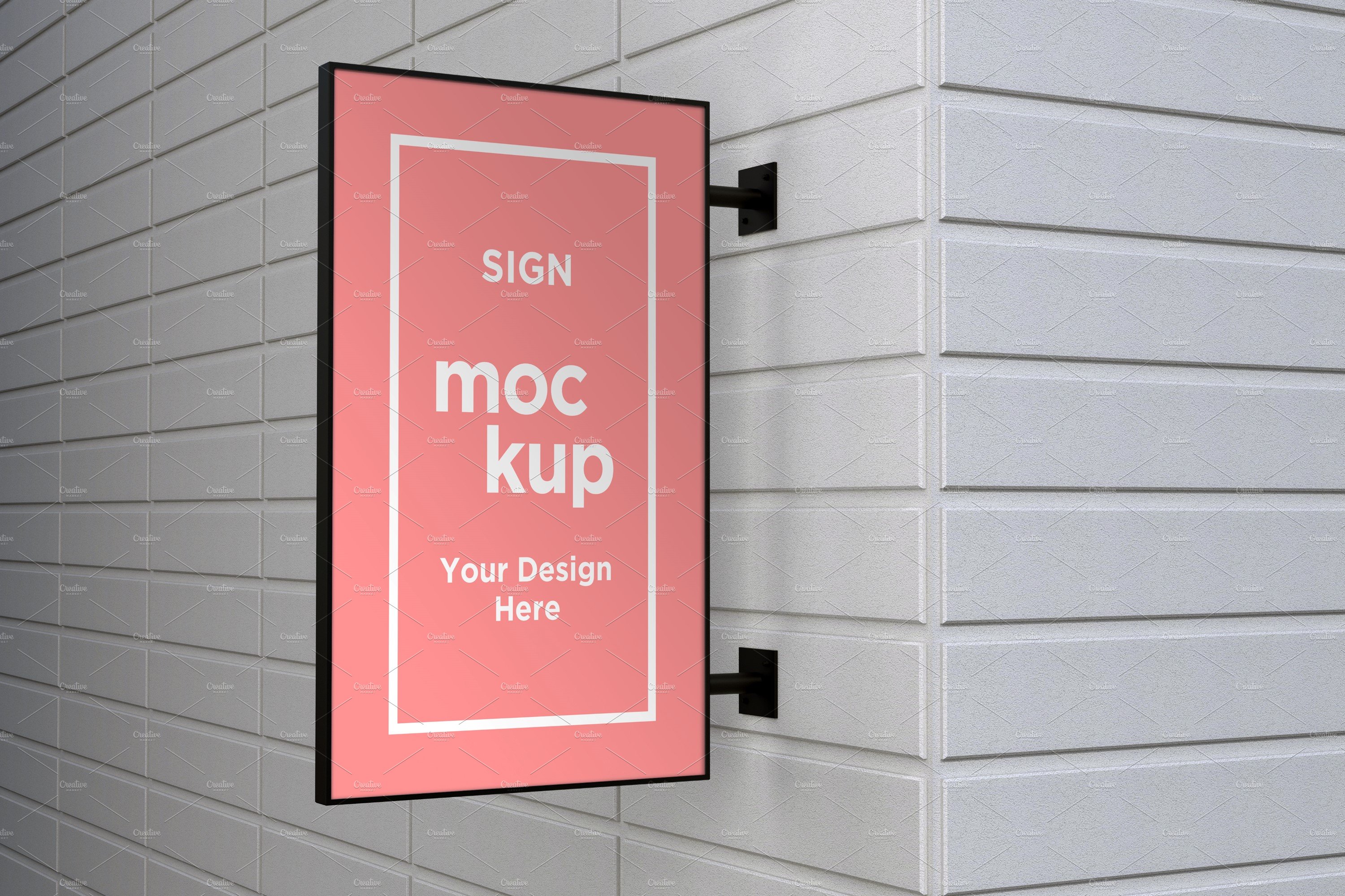 Rectangle wall mount sign mockup cover image.