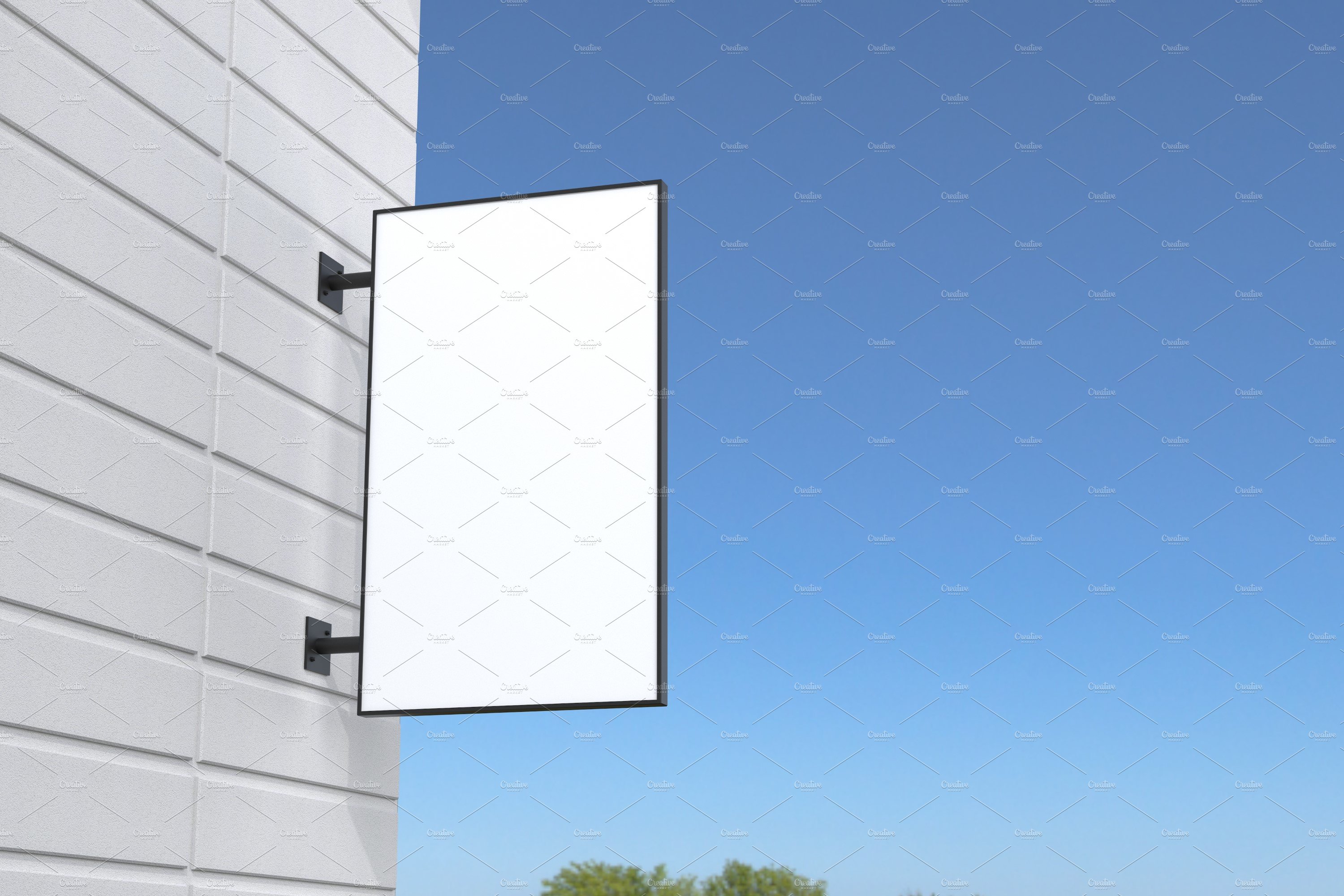 Rectangular wall mount sign mockup preview image.