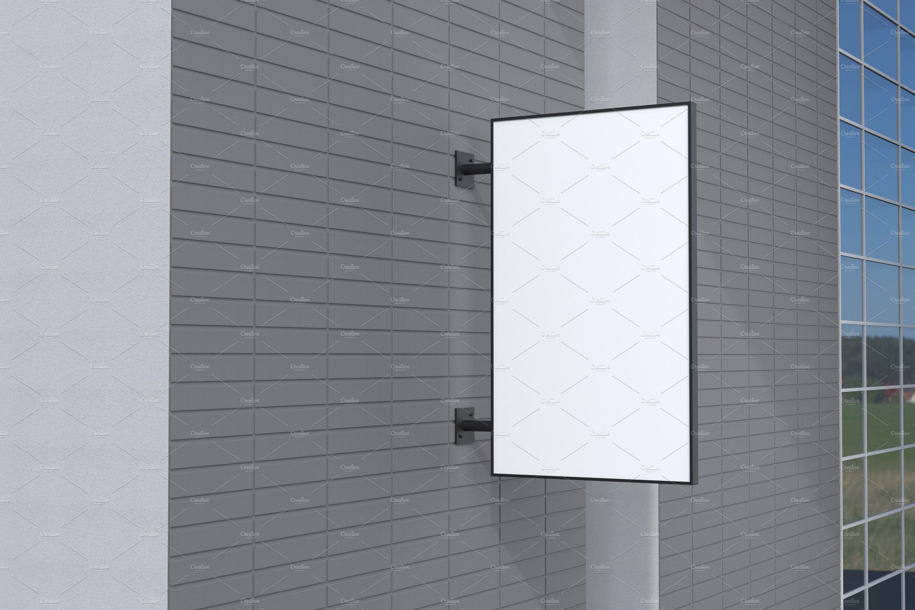 Rectangular wall mount sign mockup preview image.