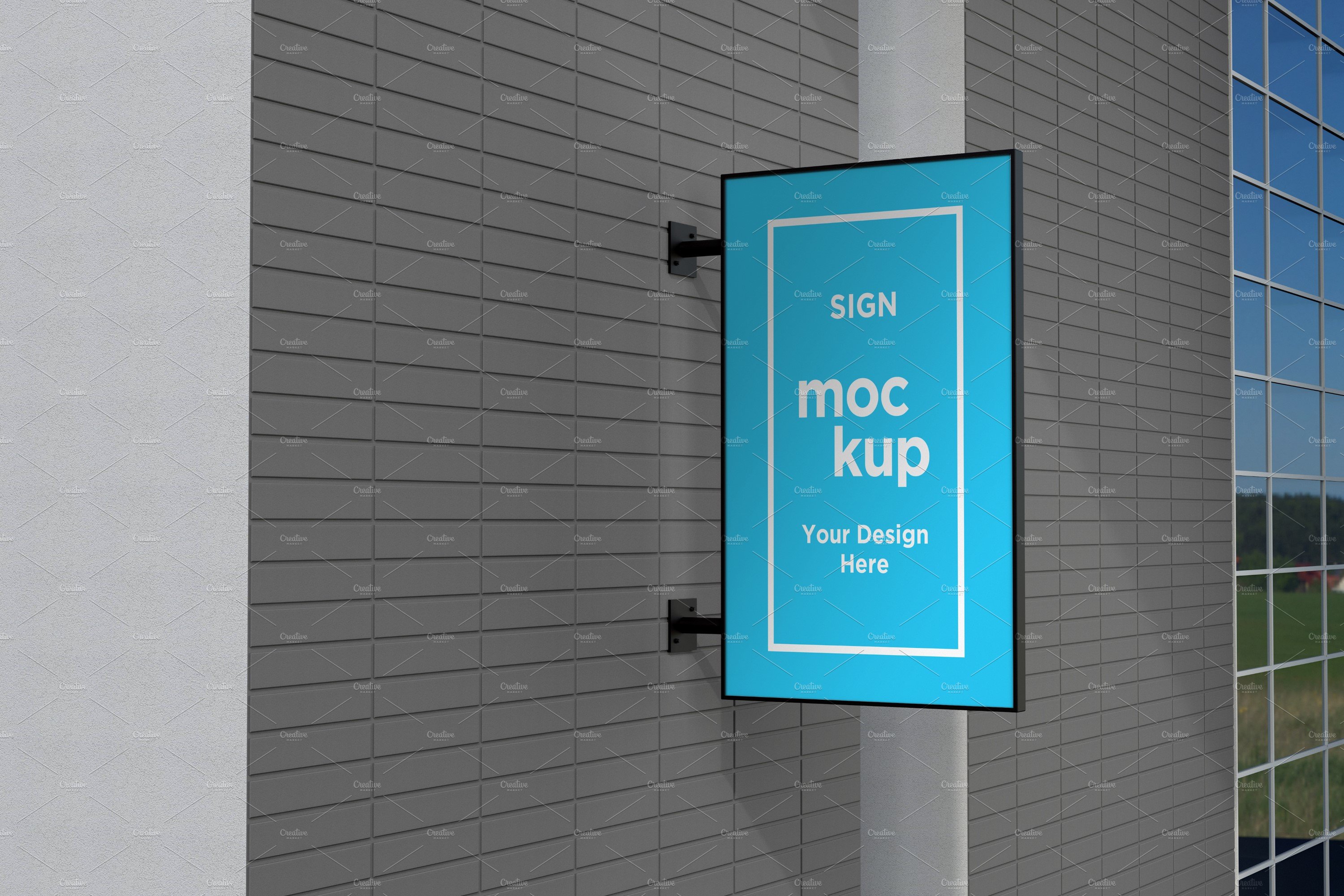 Rectangular wall mount sign mockup cover image.