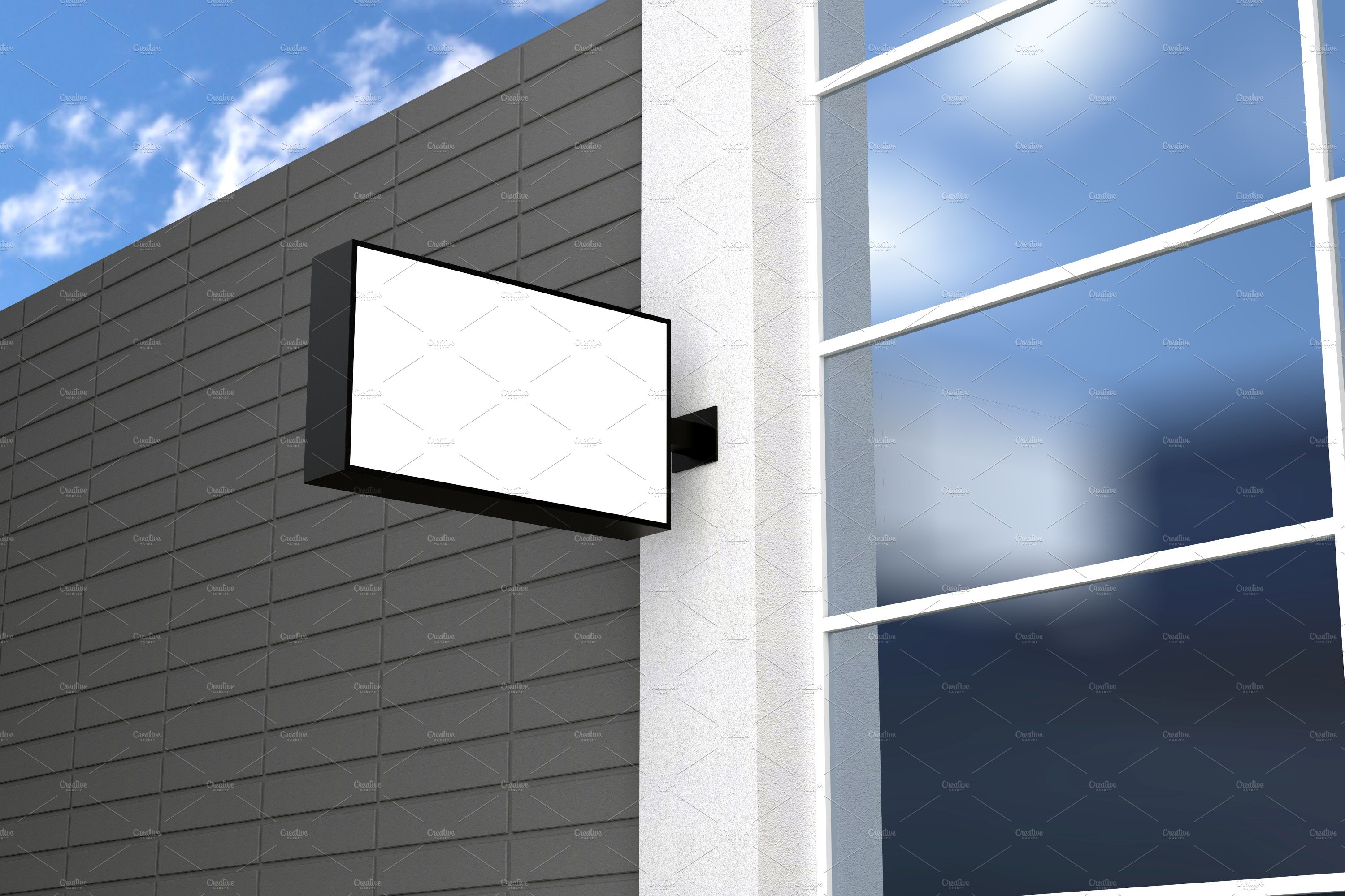 Rectangular wall mount sign mockup preview image.