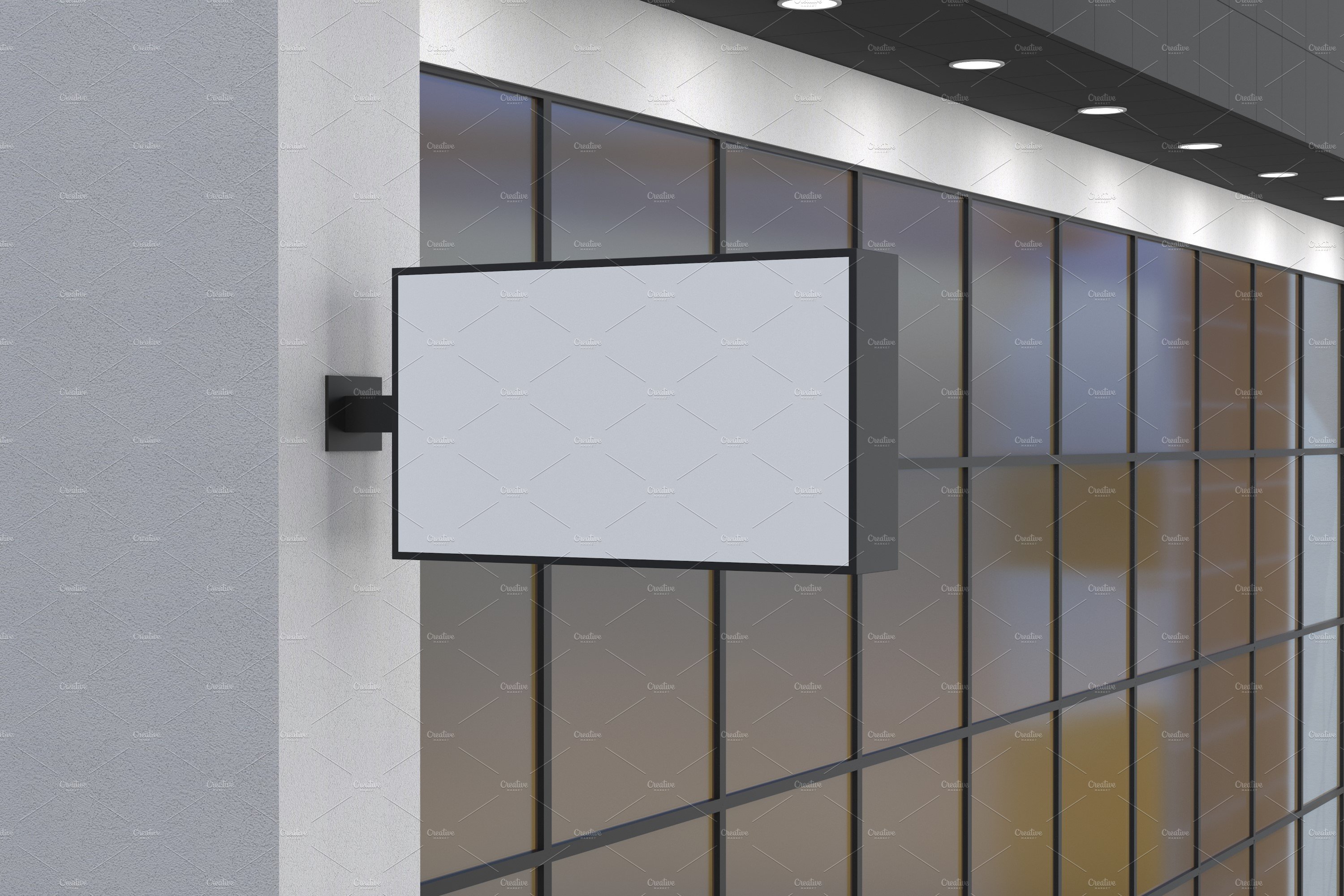 Rectangular wall mount sign mockup preview image.