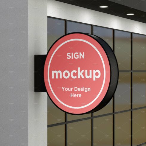 Rounded wall mount sign mockup cover image.