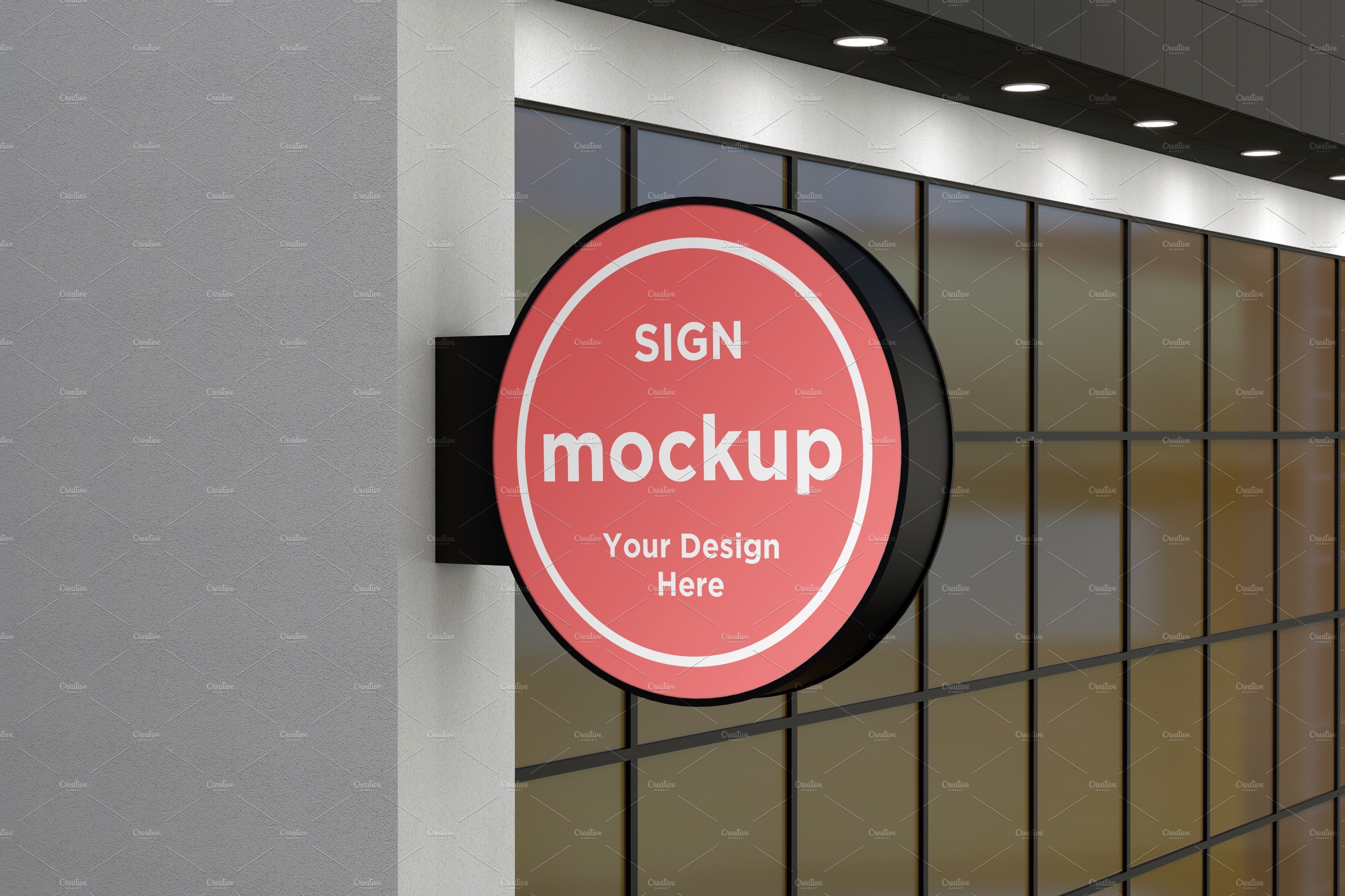 Rounded wall mount sign mockup cover image.