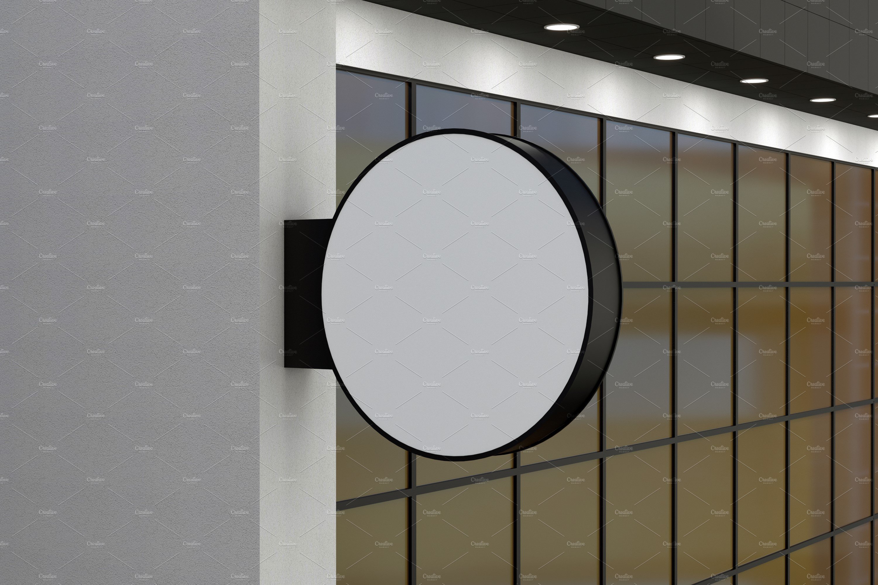 Rounded wall mount sign mockup preview image.