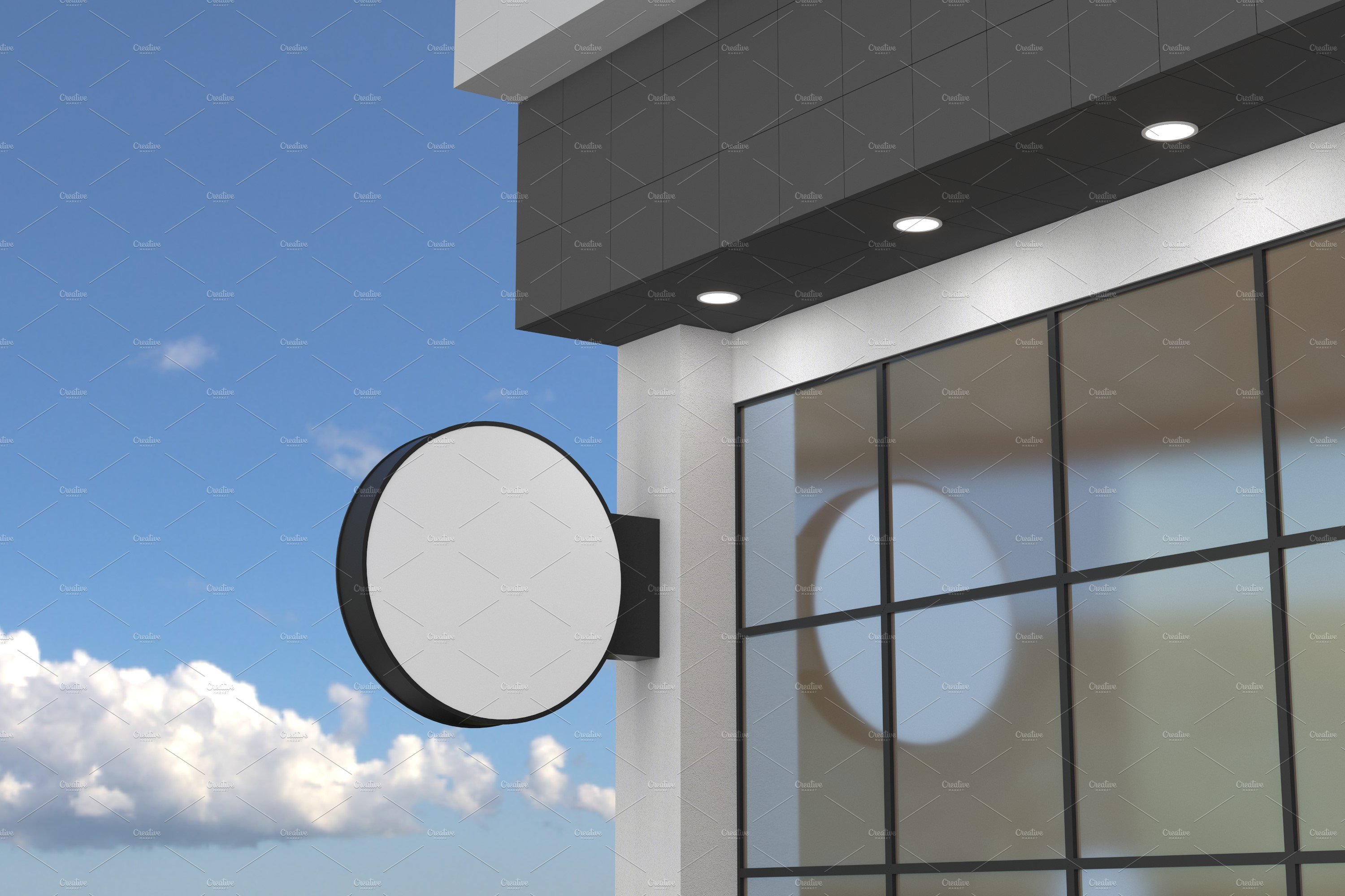 Rounded wall mount sign façade board preview image.