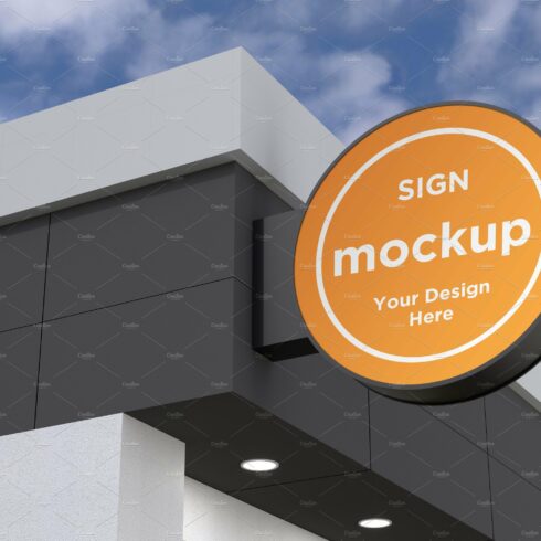 Rounded wall mount sign mockup cover image.