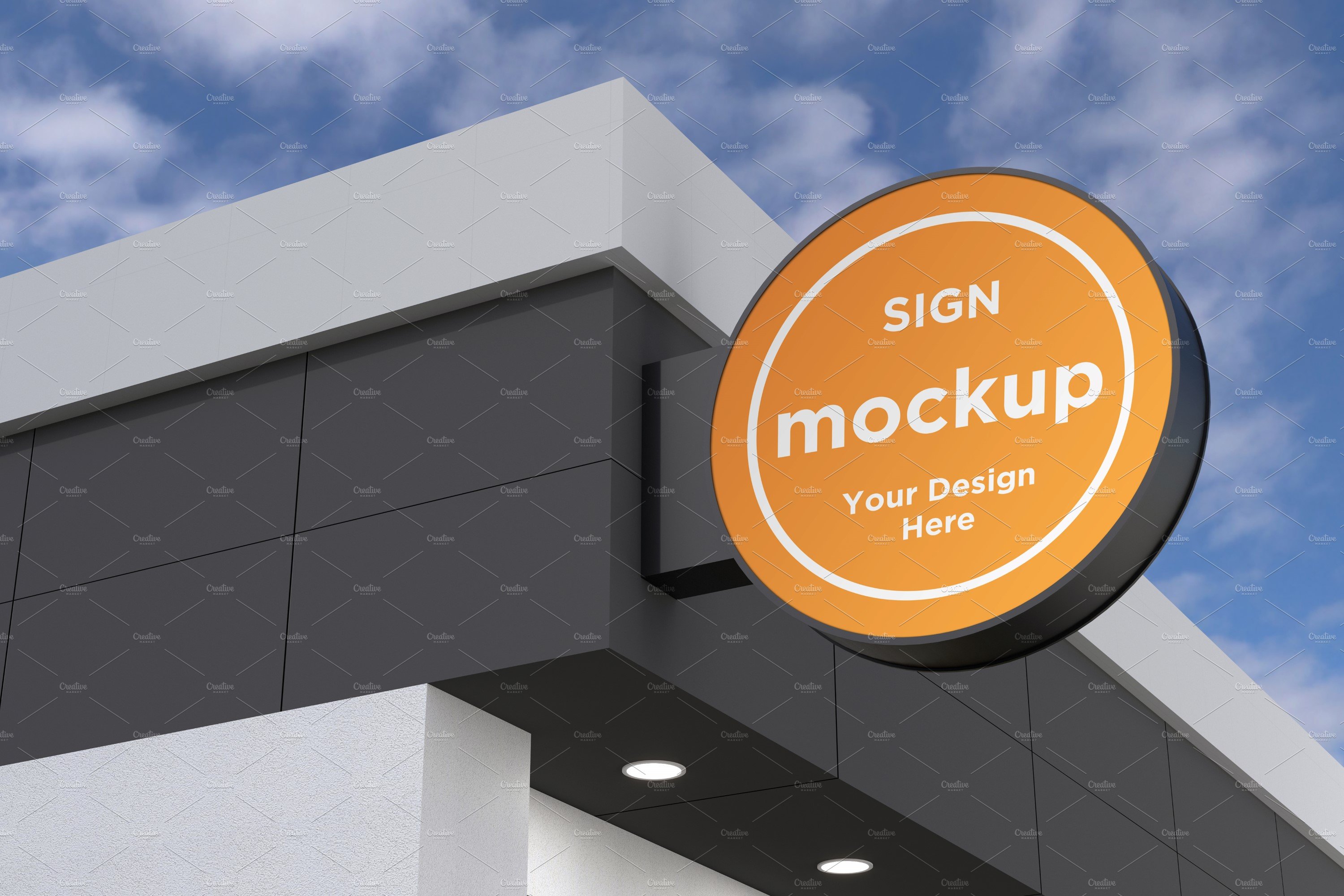 Rounded wall mount sign mockup cover image.