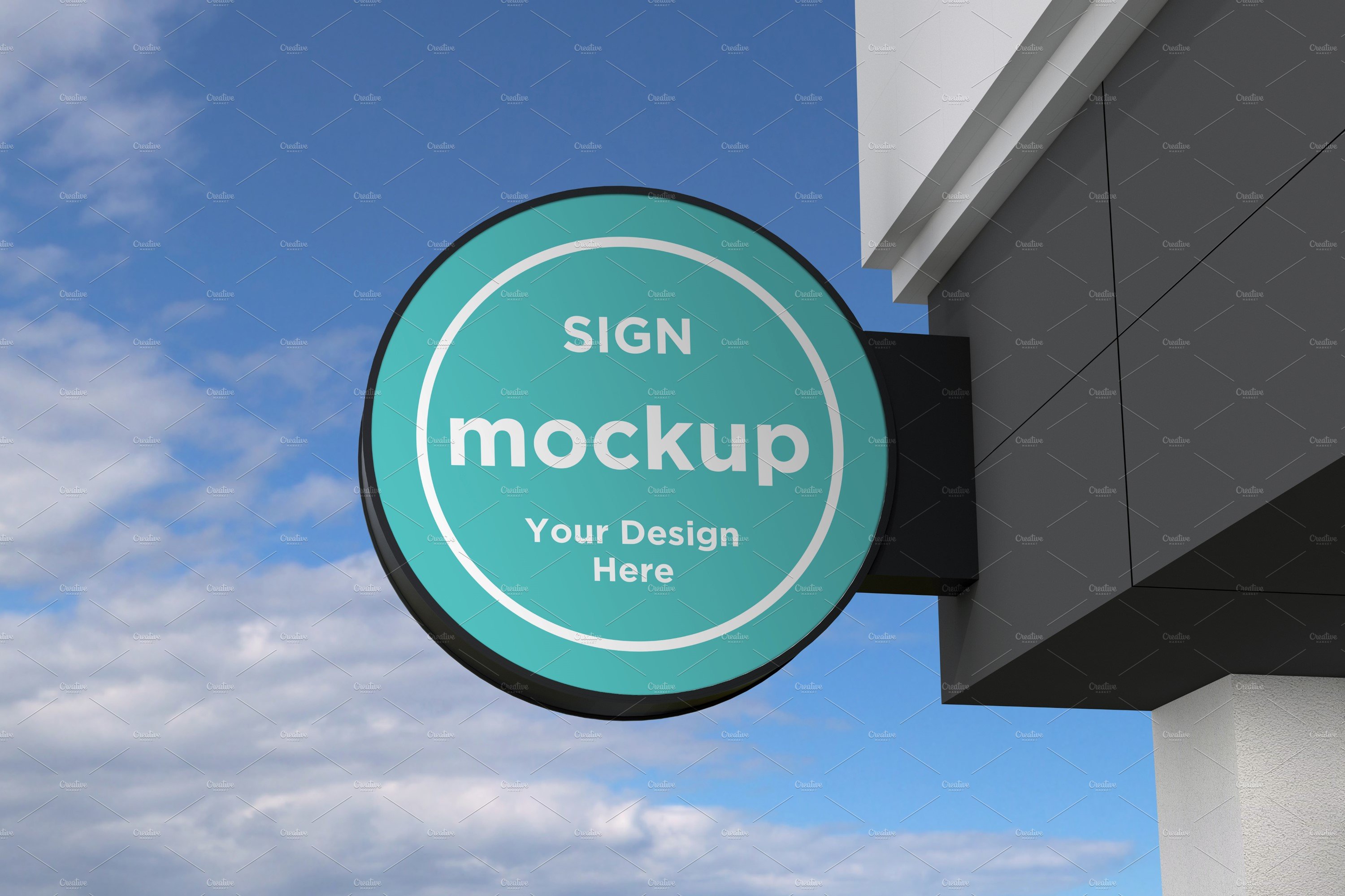 Rounded wall mount sign mockup cover image.