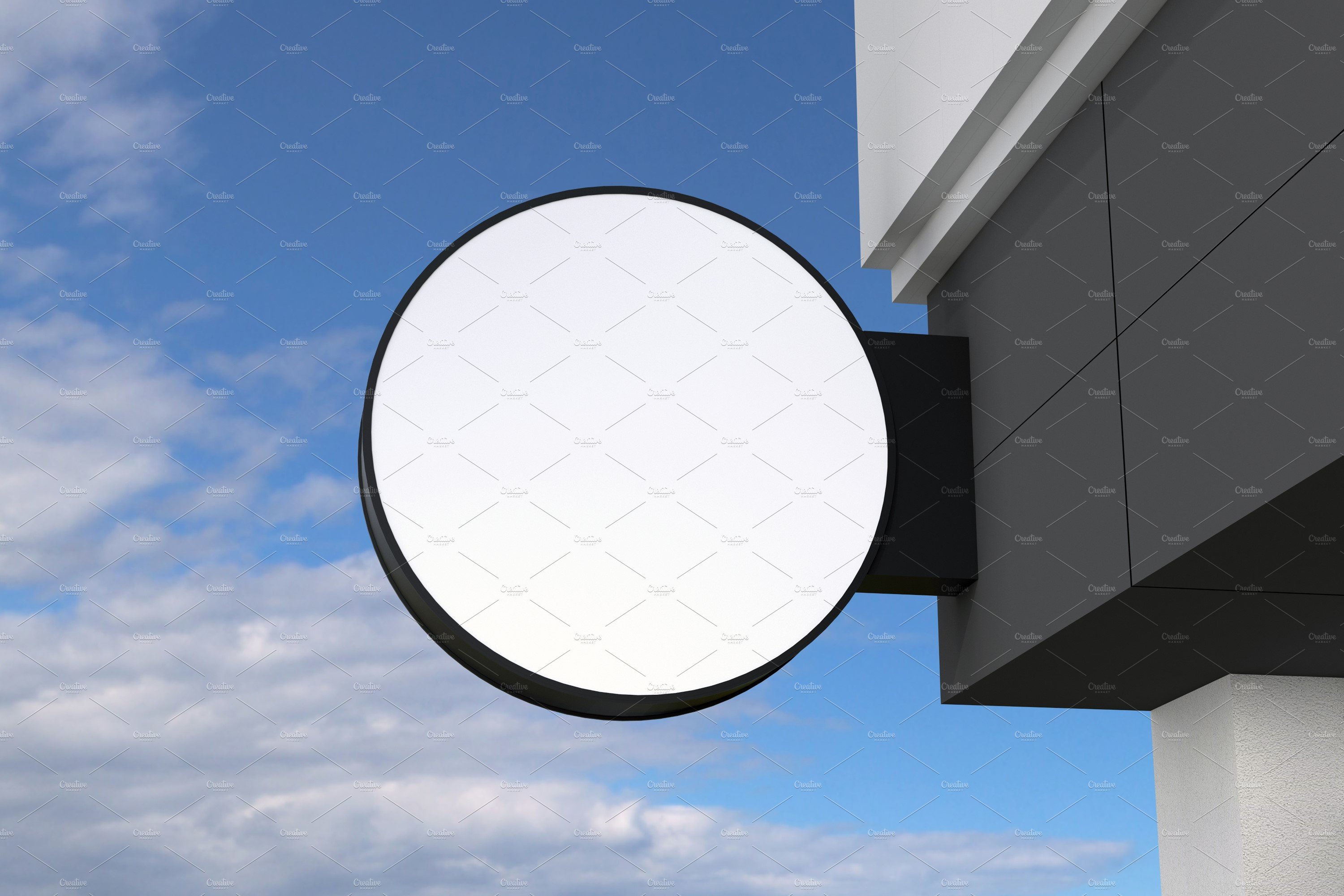 Rounded wall mount sign mockup preview image.